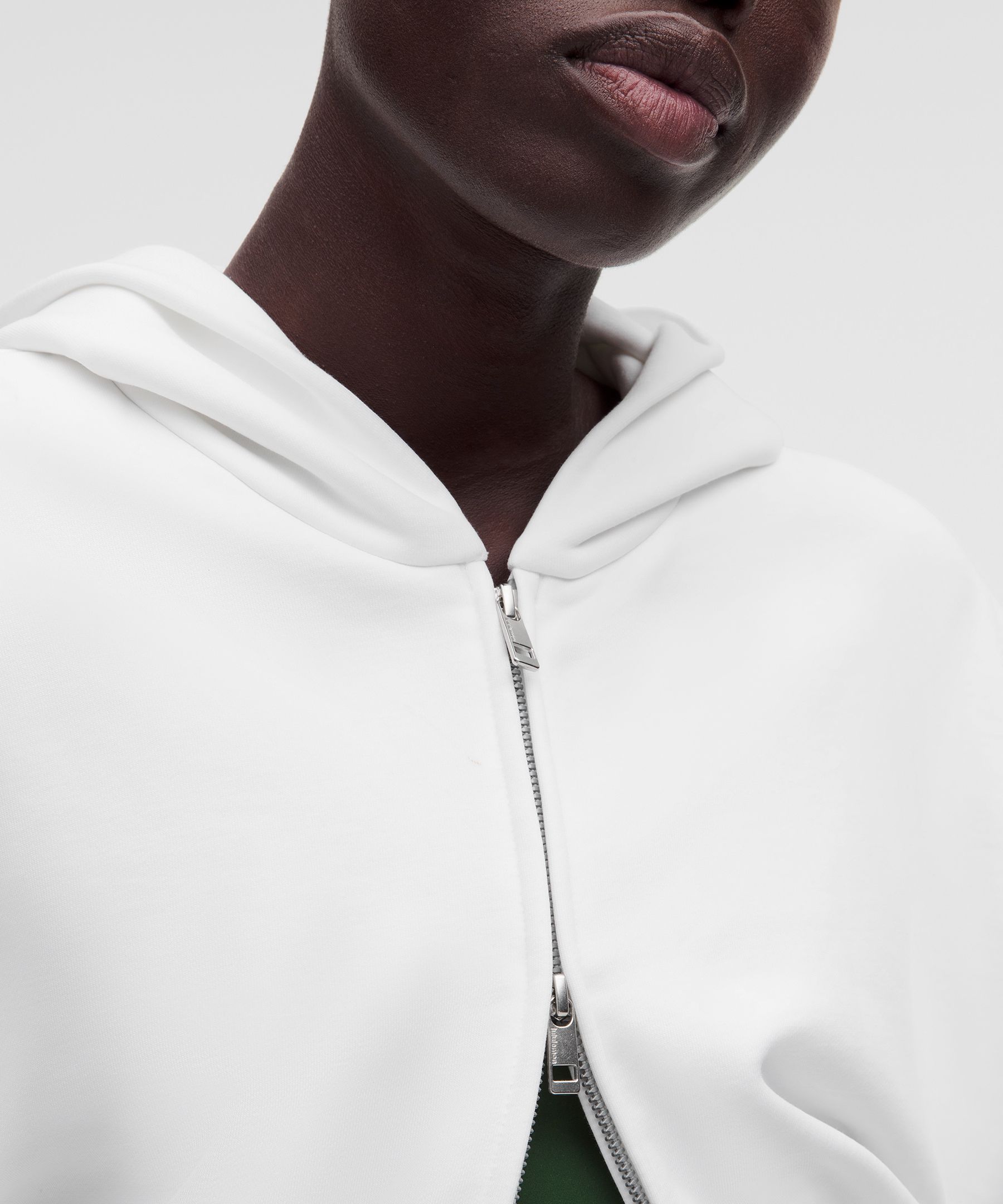French Terry Cropped Full-Zip Hoodie