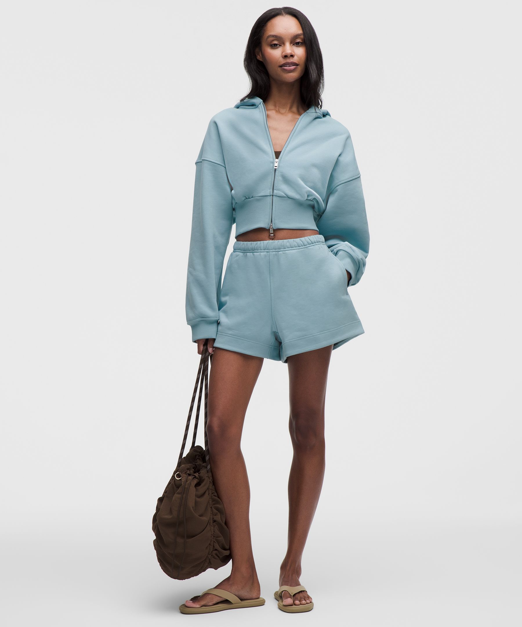 French Terry Cropped Full-Zip Hoodie