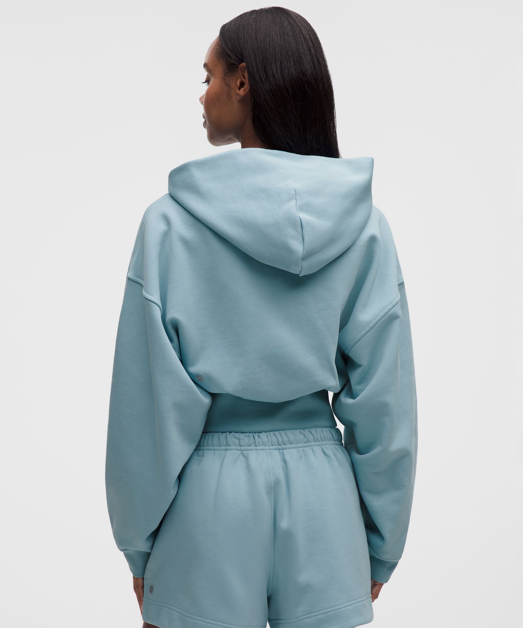 French Terry Cropped Full-Zip Hoodie