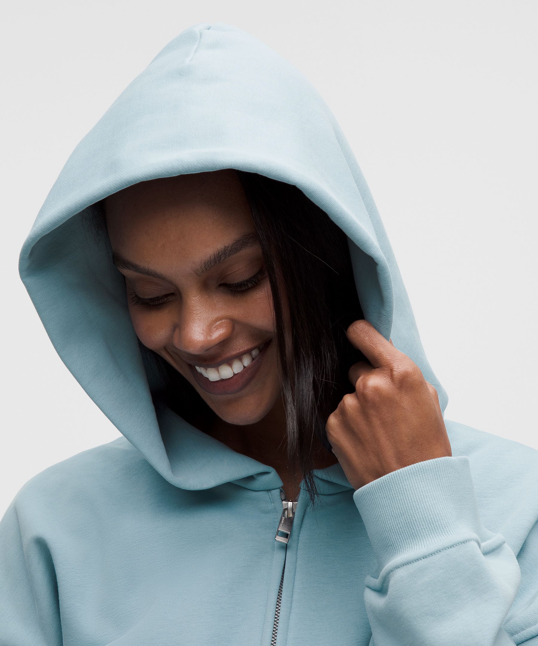 French Terry Cropped Full-Zip Hoodie