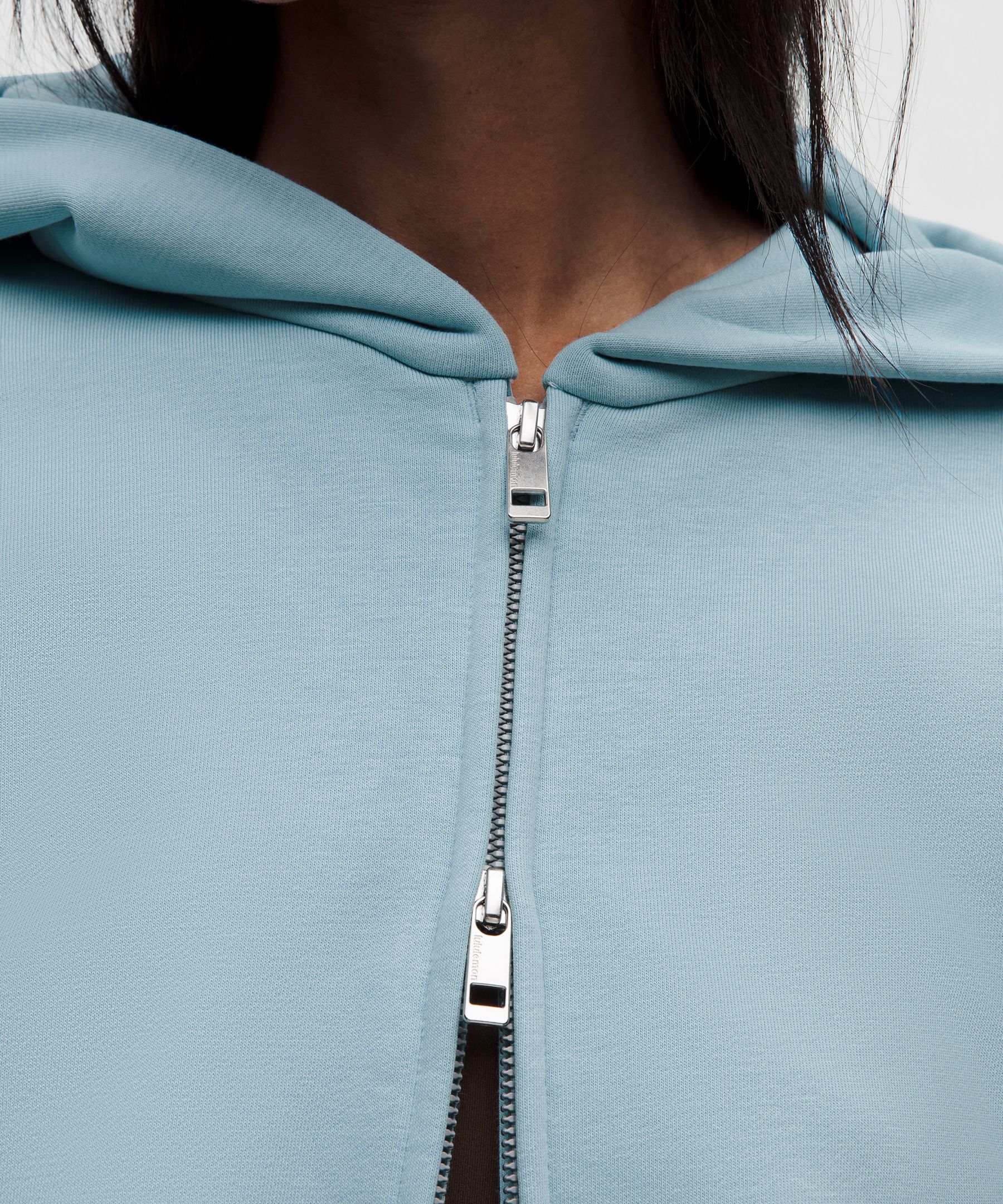 French Terry Cropped Full-Zip Hoodie