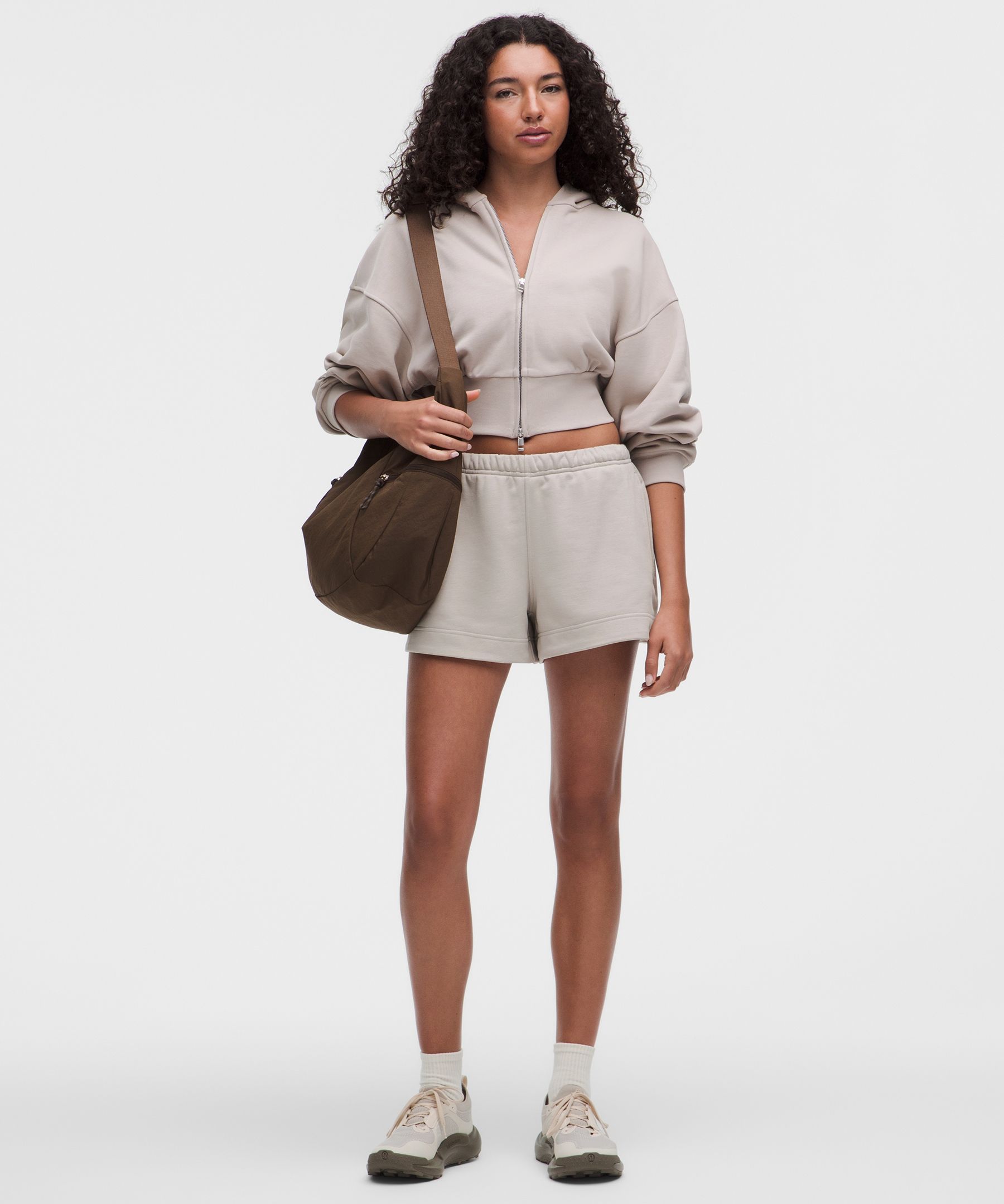 French Terry Cropped Full-Zip Hoodie