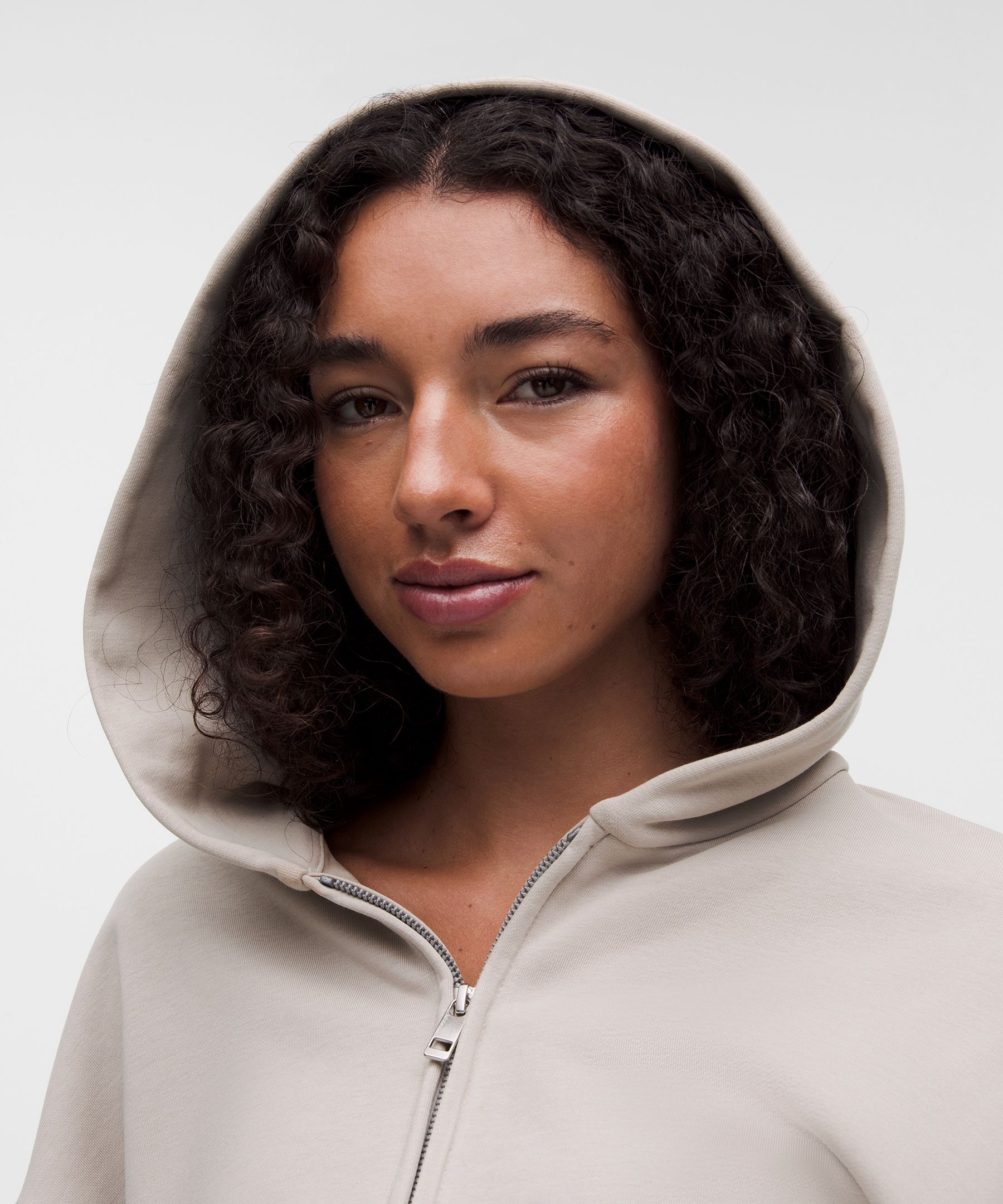 French Terry Cropped Full-Zip Hoodie