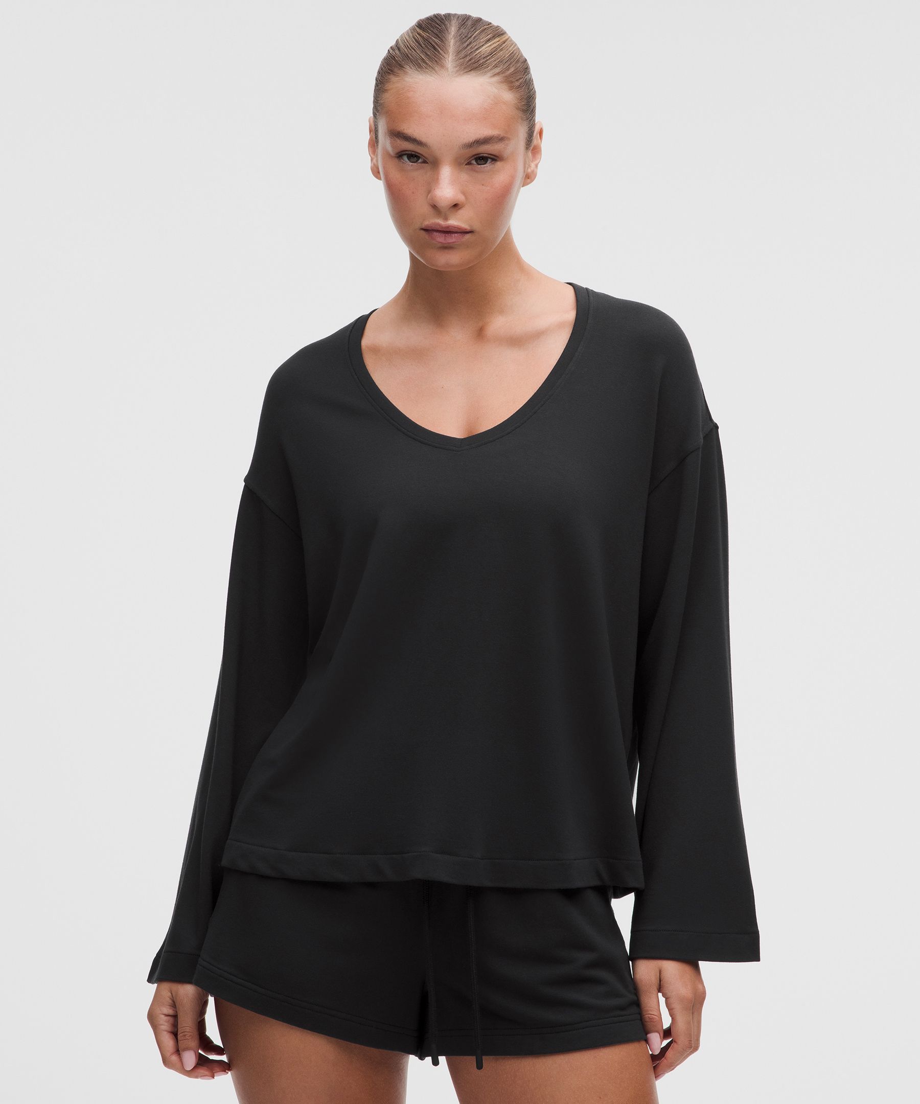 BeCalm V-Neck Bell Sleeve Shirt