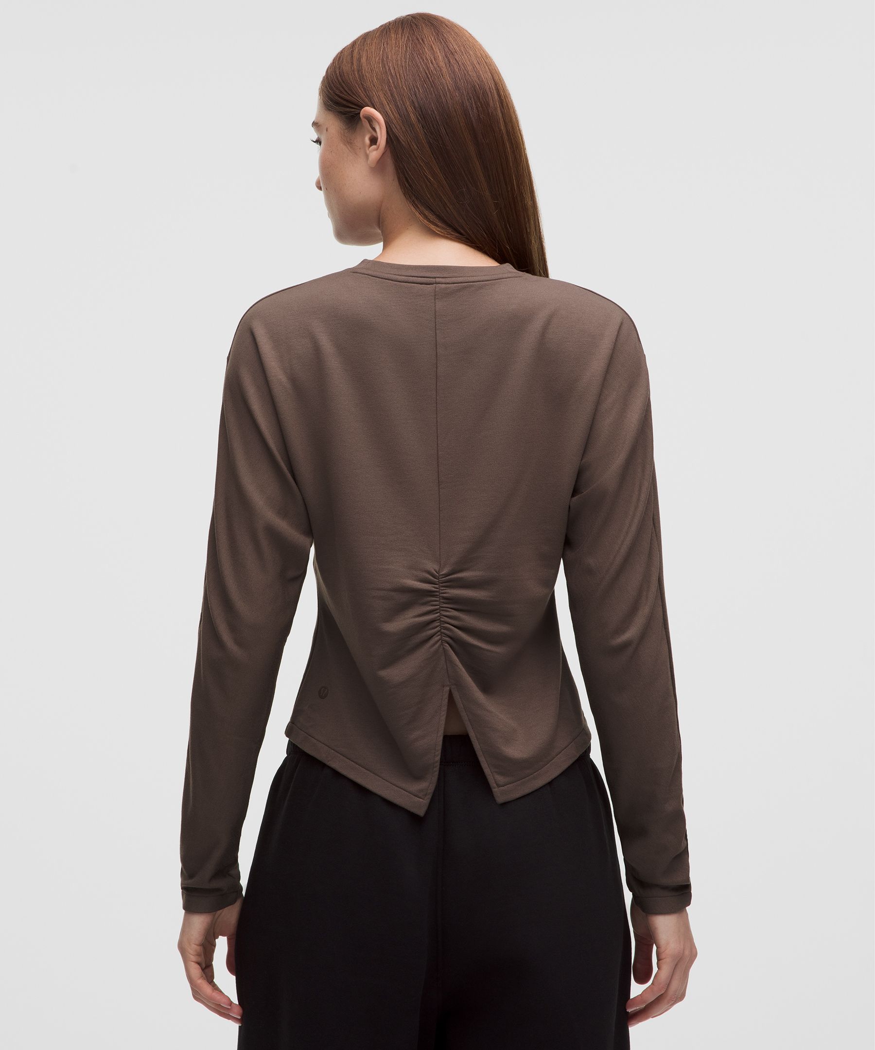 Love Modal Fleece Ruched-Back Long-Sleeve Shirt
