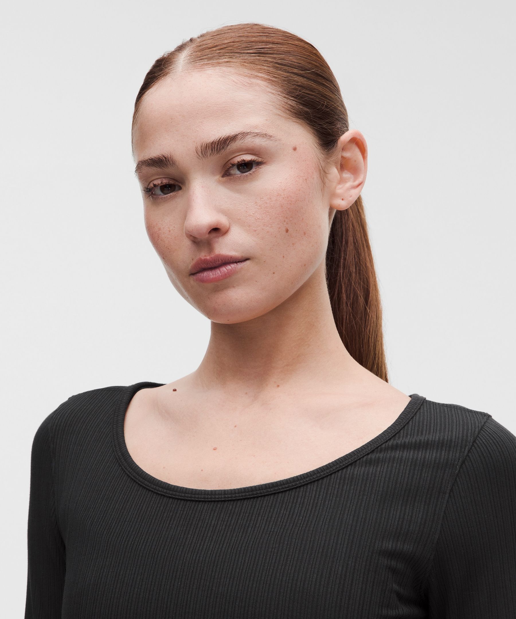 Hold Tight Micro-Rib Cross-Back Long-Sleeve Shirt