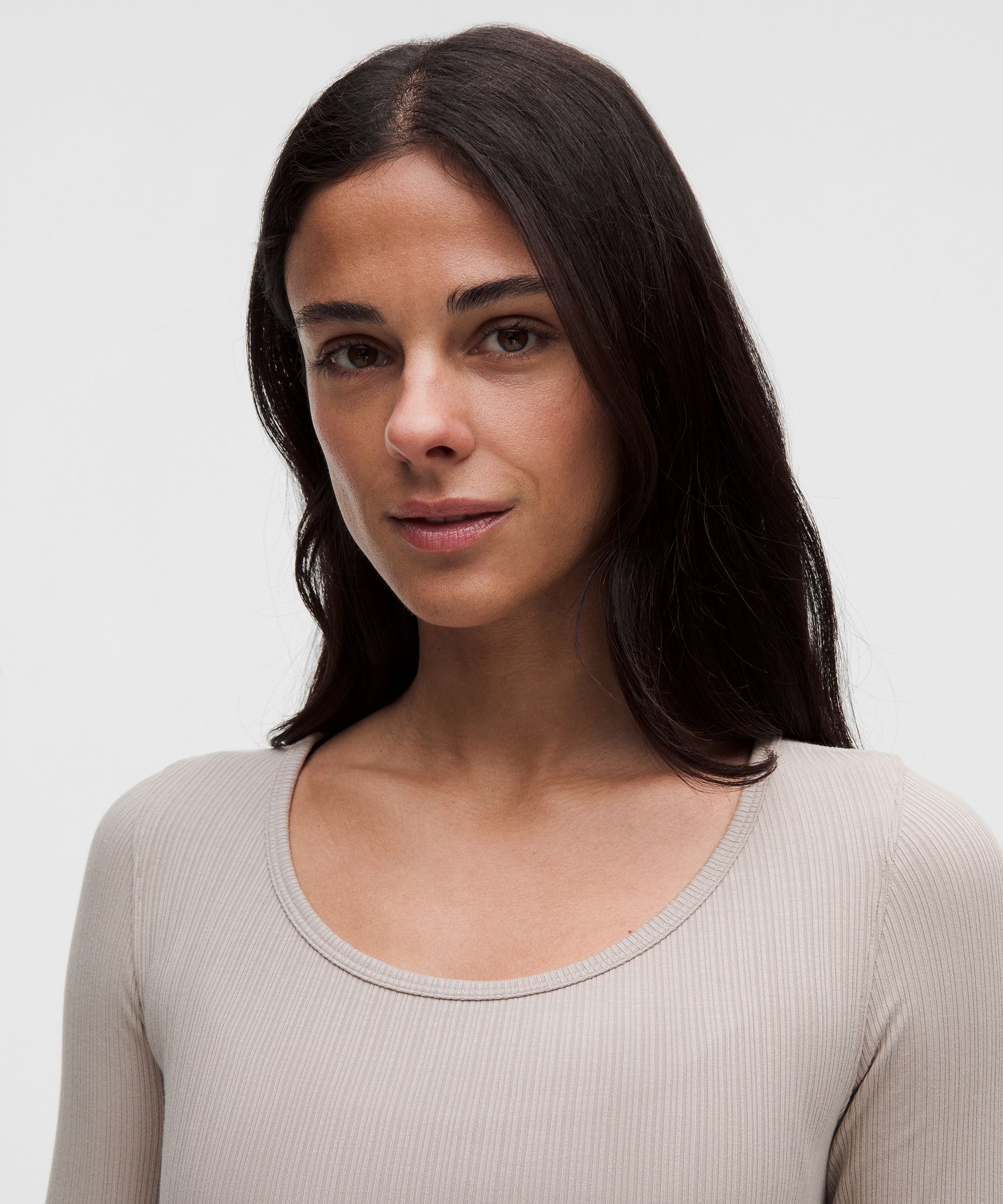 Hold Tight Micro-Rib Cross-Back Long-Sleeve Shirt
