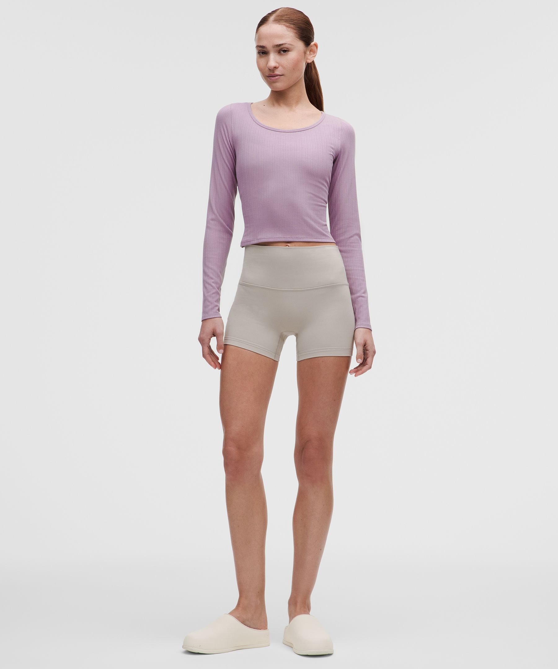 Hold Tight Micro-Rib Cross-Back Long-Sleeve Shirt
