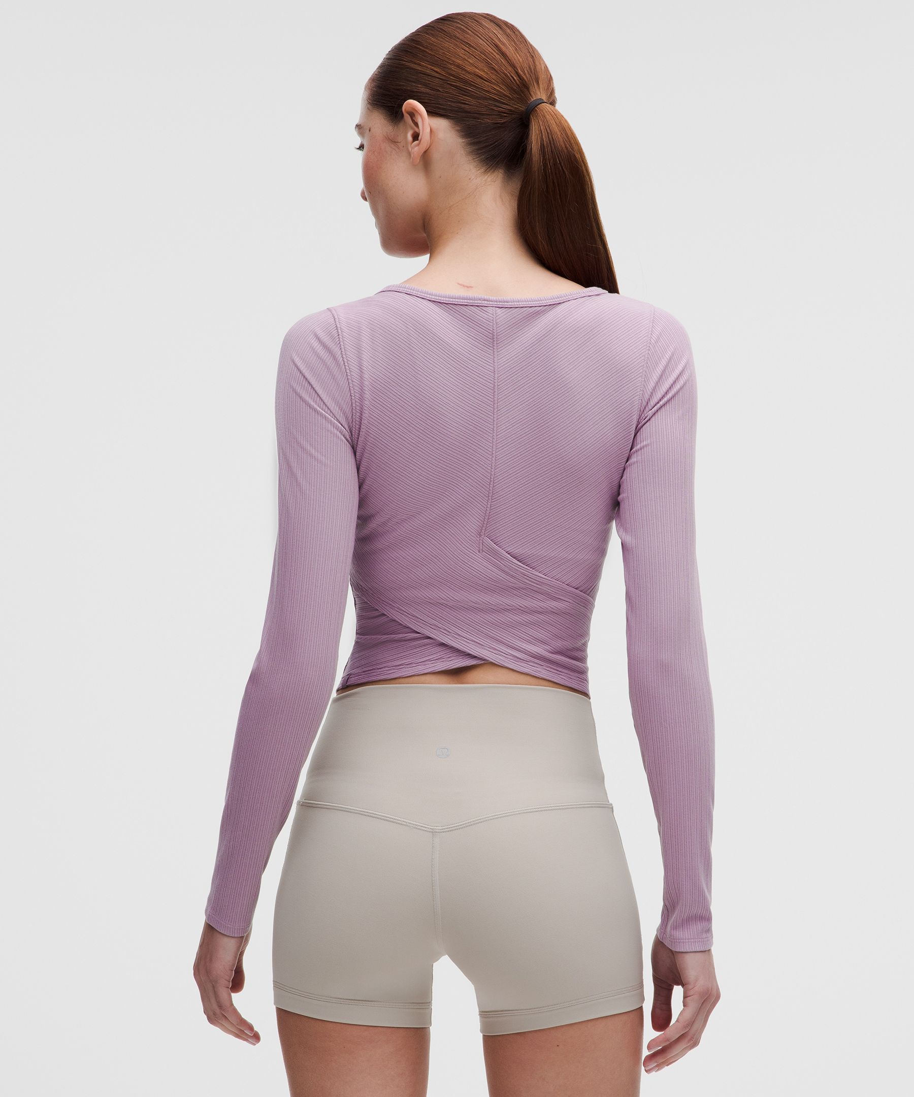 Hold Tight Micro-Rib Cross-Back Long-Sleeve Shirt