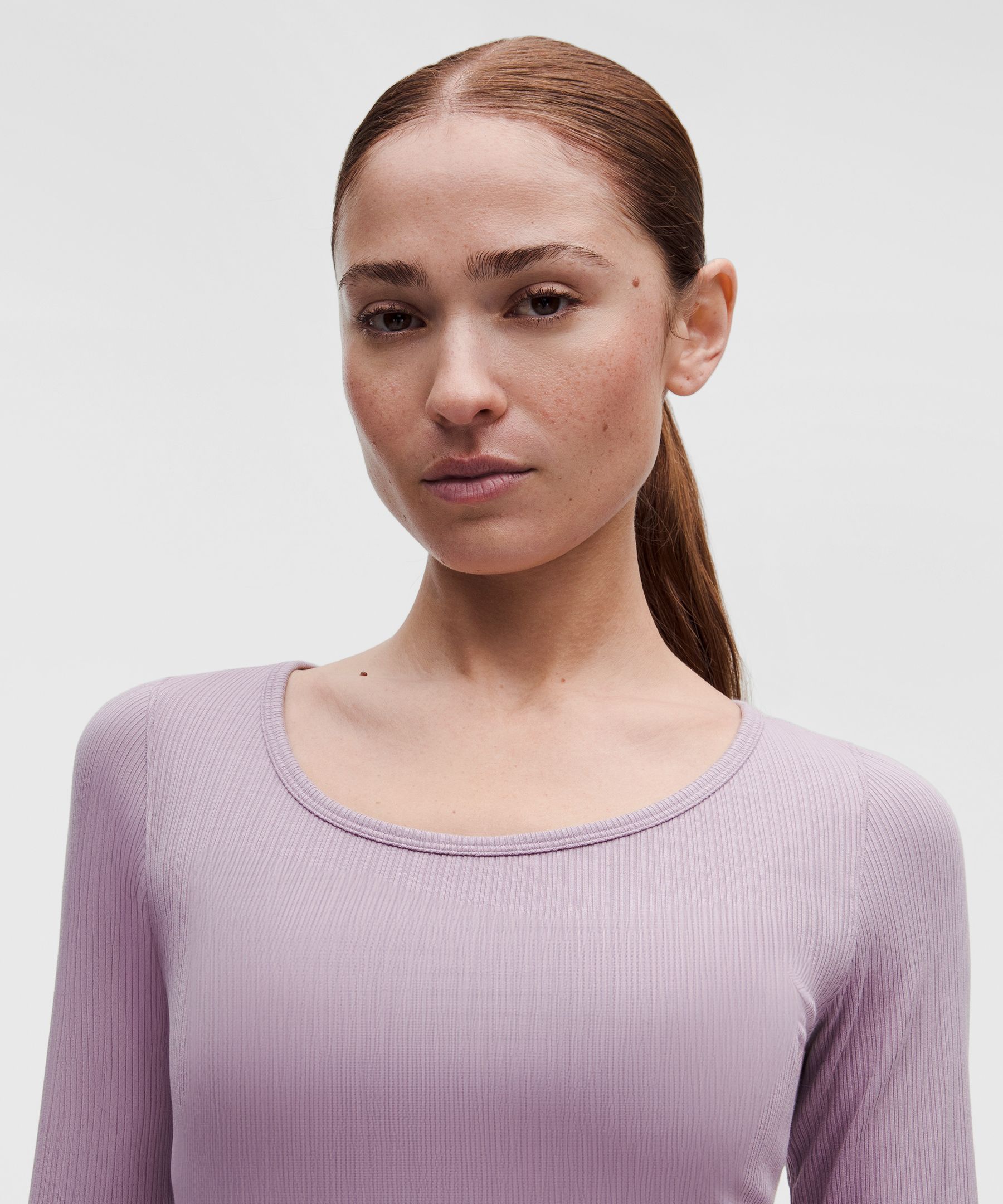 Hold Tight Micro-Rib Cross-Back Long-Sleeve Shirt