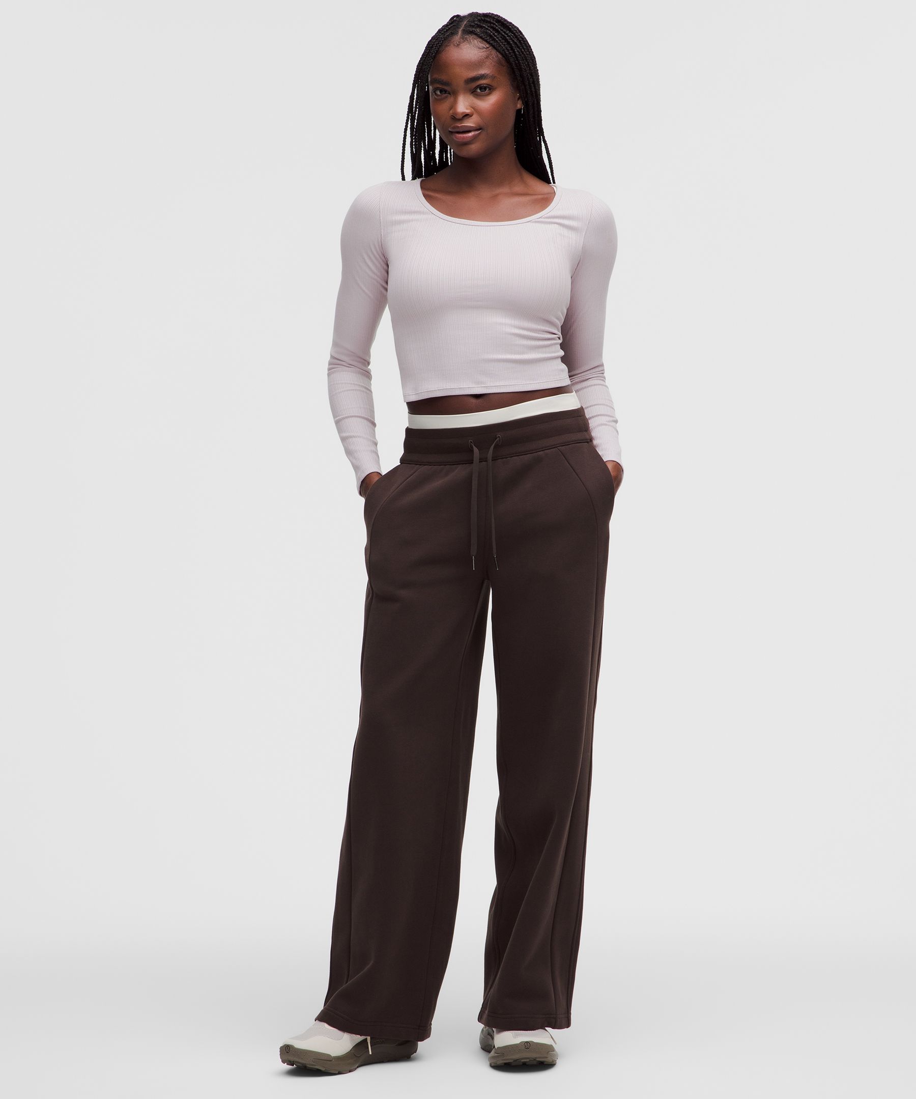 Hold Tight Micro-Rib Cross-Back Long-Sleeve Shirt