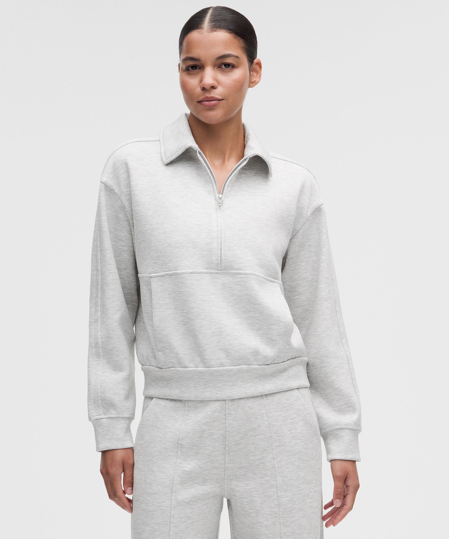 Smooth Spacer-Sweater mit Kragen und kurzem Rei&szlig;verschluss