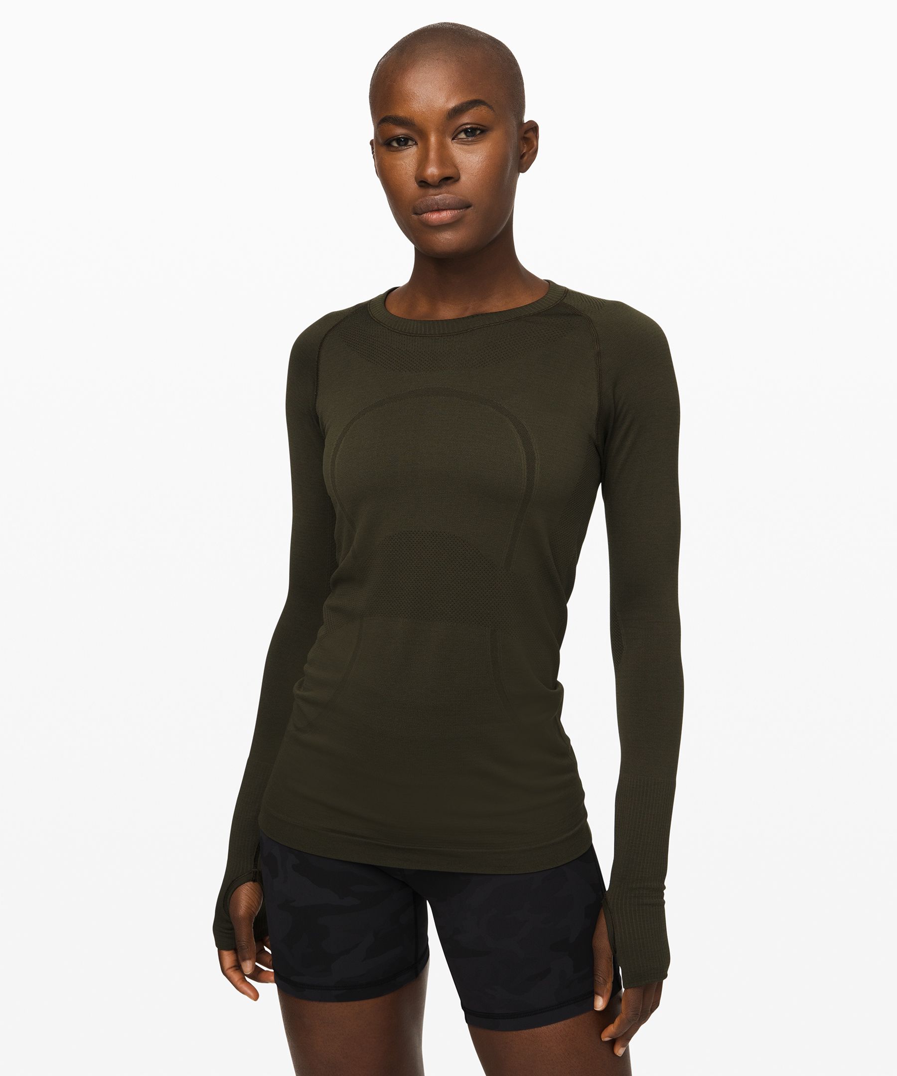 Lululemon Swiftly Tech Long Sleeve Crew In Dark Olive/dark Olive