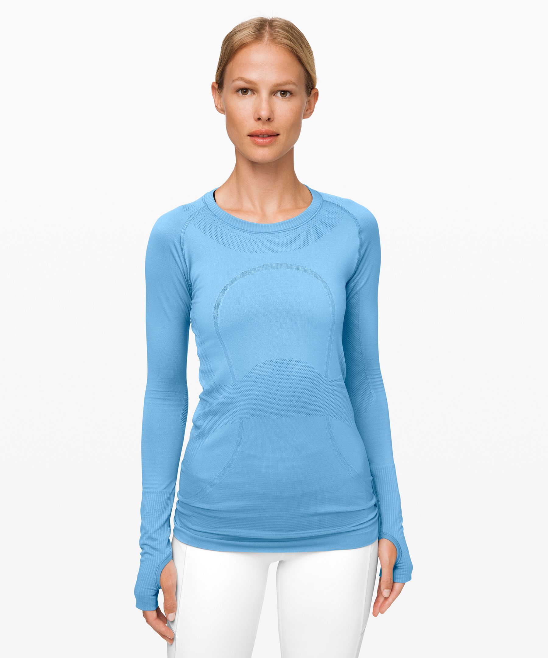 Lululemon Swiftly Tech Long Sleeve Crew In Aqua Smoke/aqua Smoke