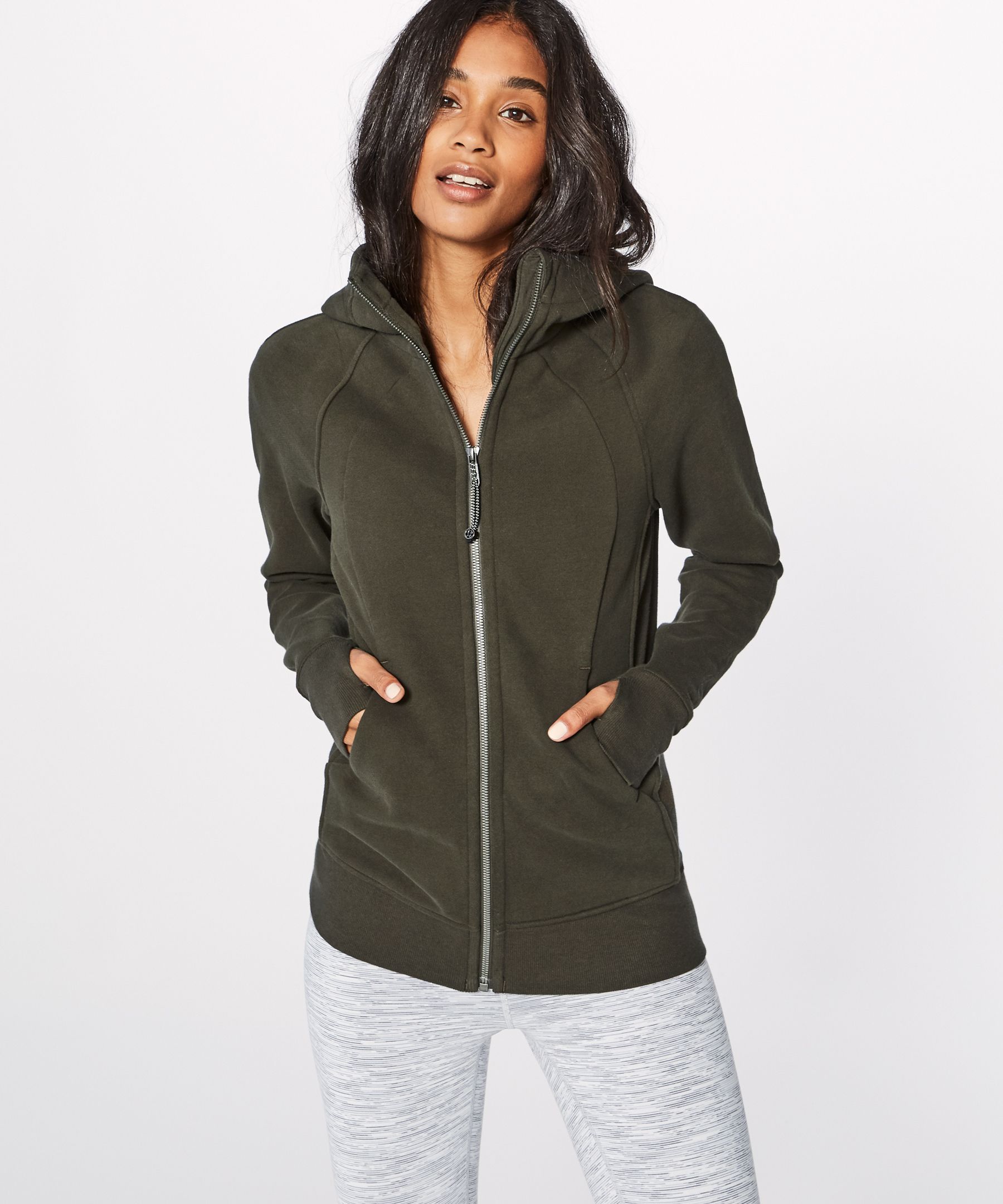 New Lululemon Scuba Full Zip Hoodie Everglades Green With Gold