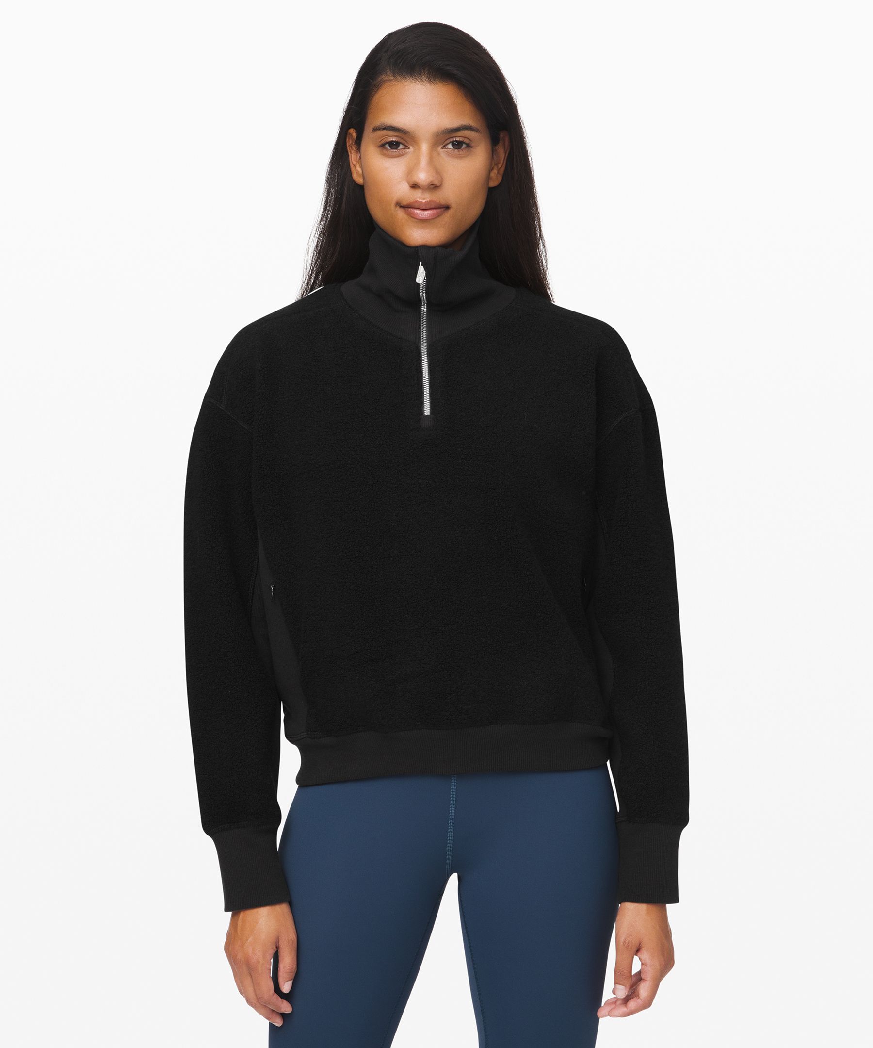 Lululemon Stand Out Sherpa 1/2 Zip In Black | ModeSens