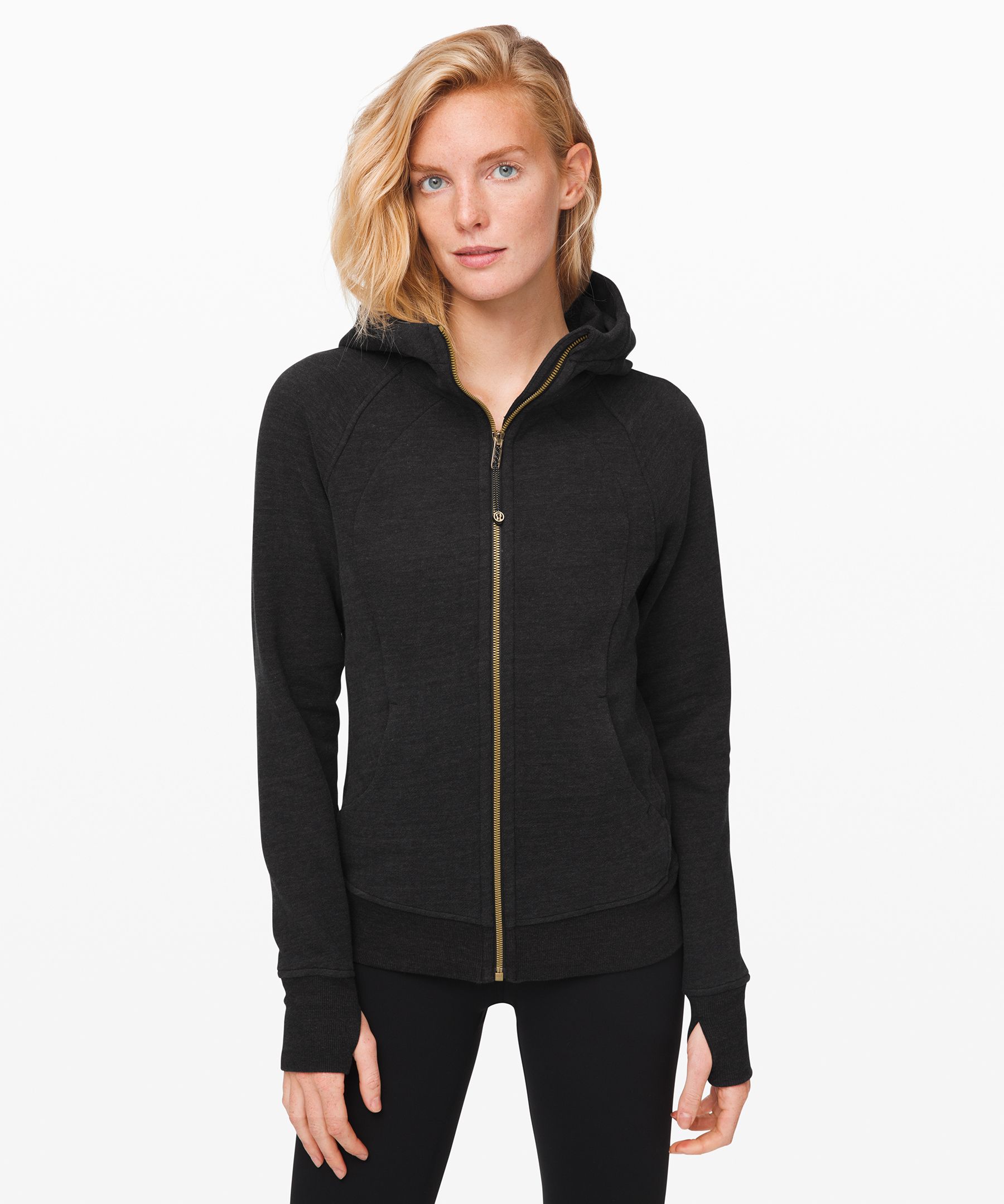LULULEMON heathered speckled black scuba full zip hoodie jacket