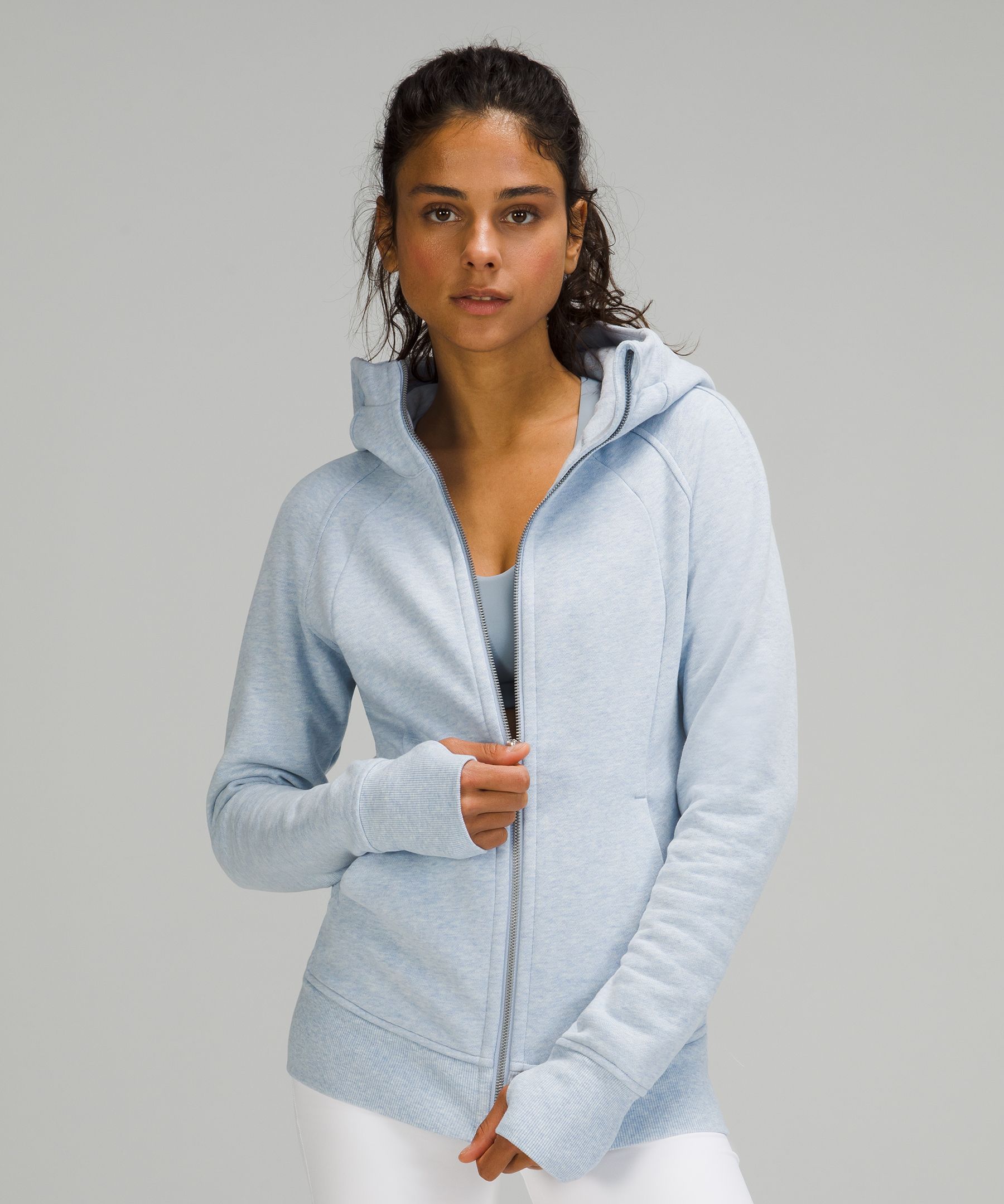 Lululemon Scuba Hoodie Sweatshirt MSRP $118 Light Grey Zip Activewear 10