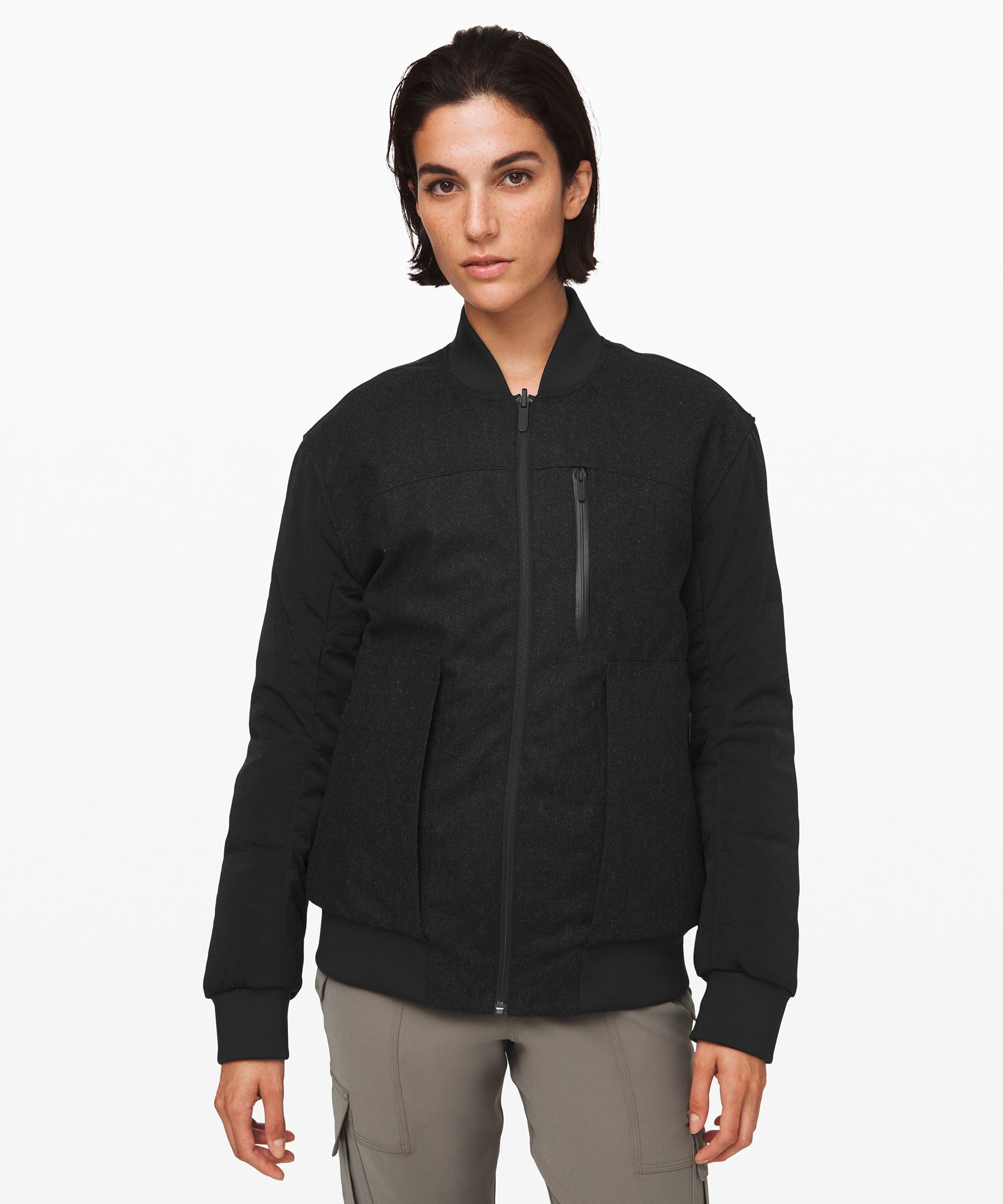 Lululemon Roam Far Wool Bomber *waterproof Wool In Grey