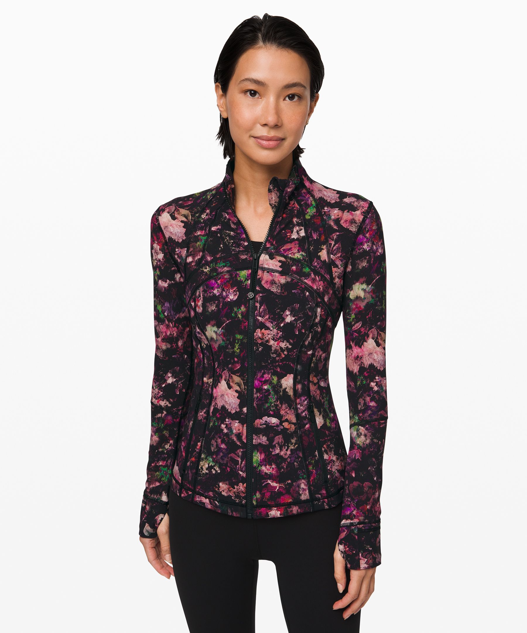 Lululemon black and white floral jacket best sale