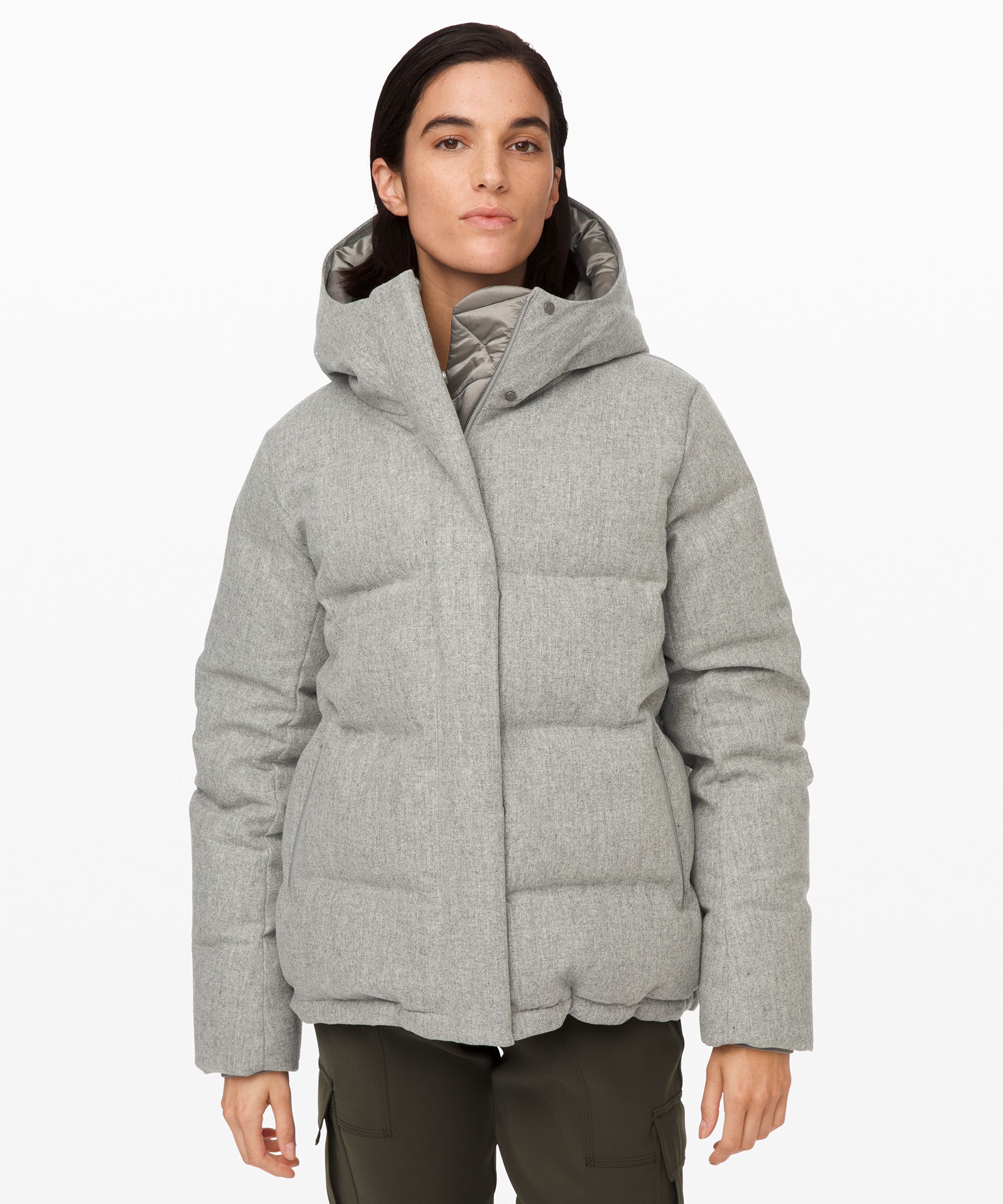 Lululemon Wunder Puff Jacket *wool In Heathered Silver Graphite