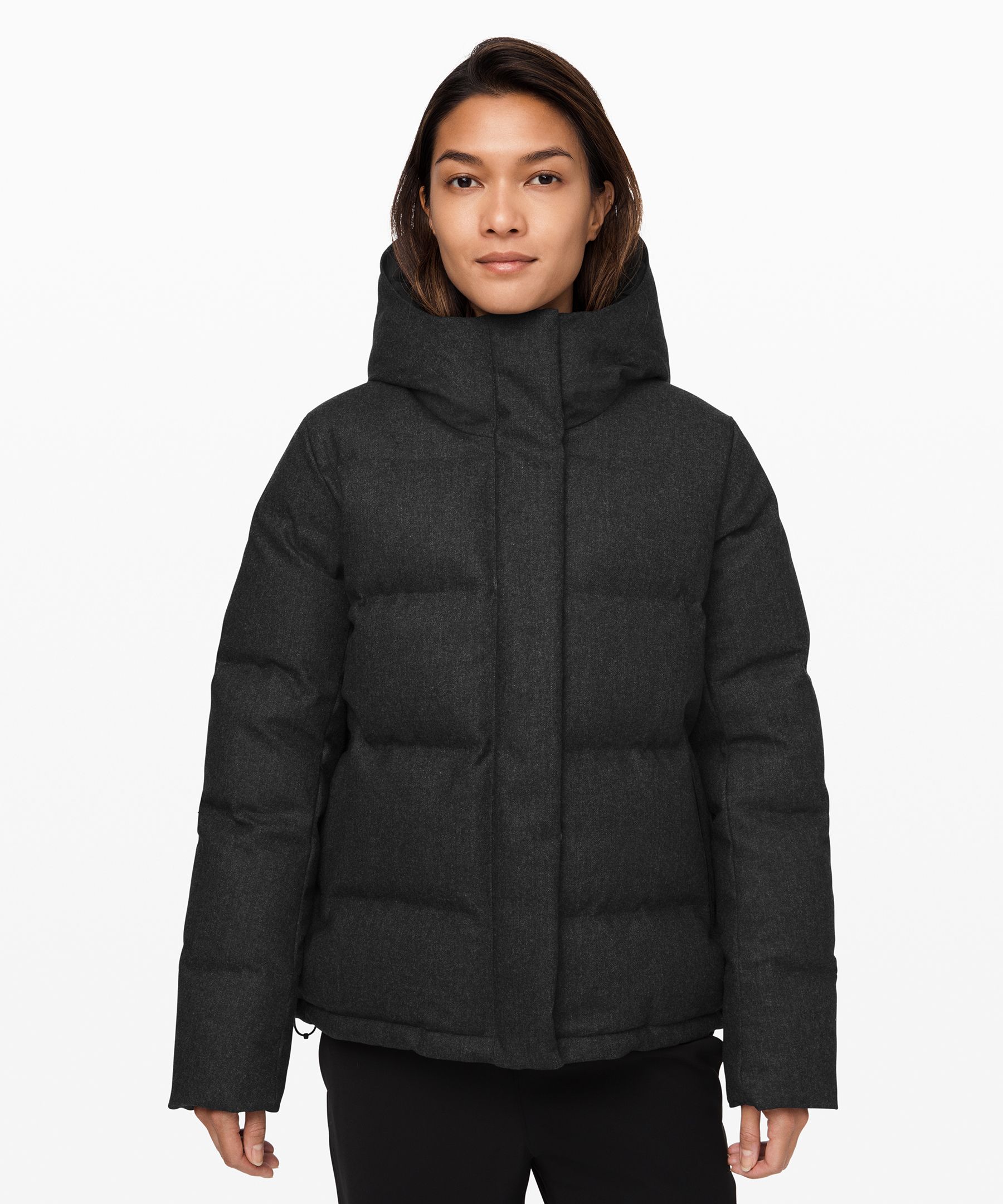 Lululemon Wunder Puff Jacket *wool In Heathered Black Night