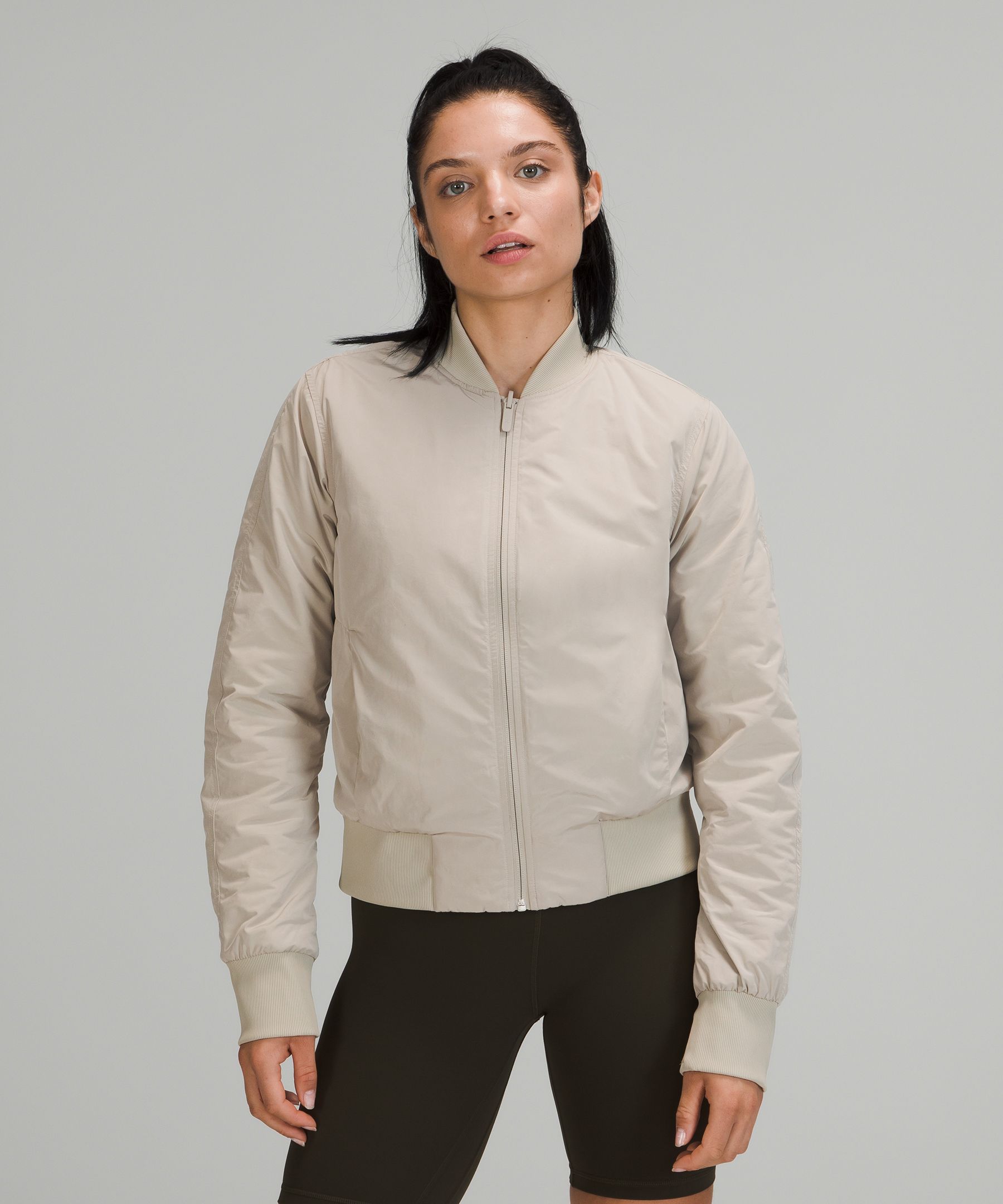 Lululemon Non-Stop Bomber Jacket - Black/Neutral - Size 2 Glyde Fabric