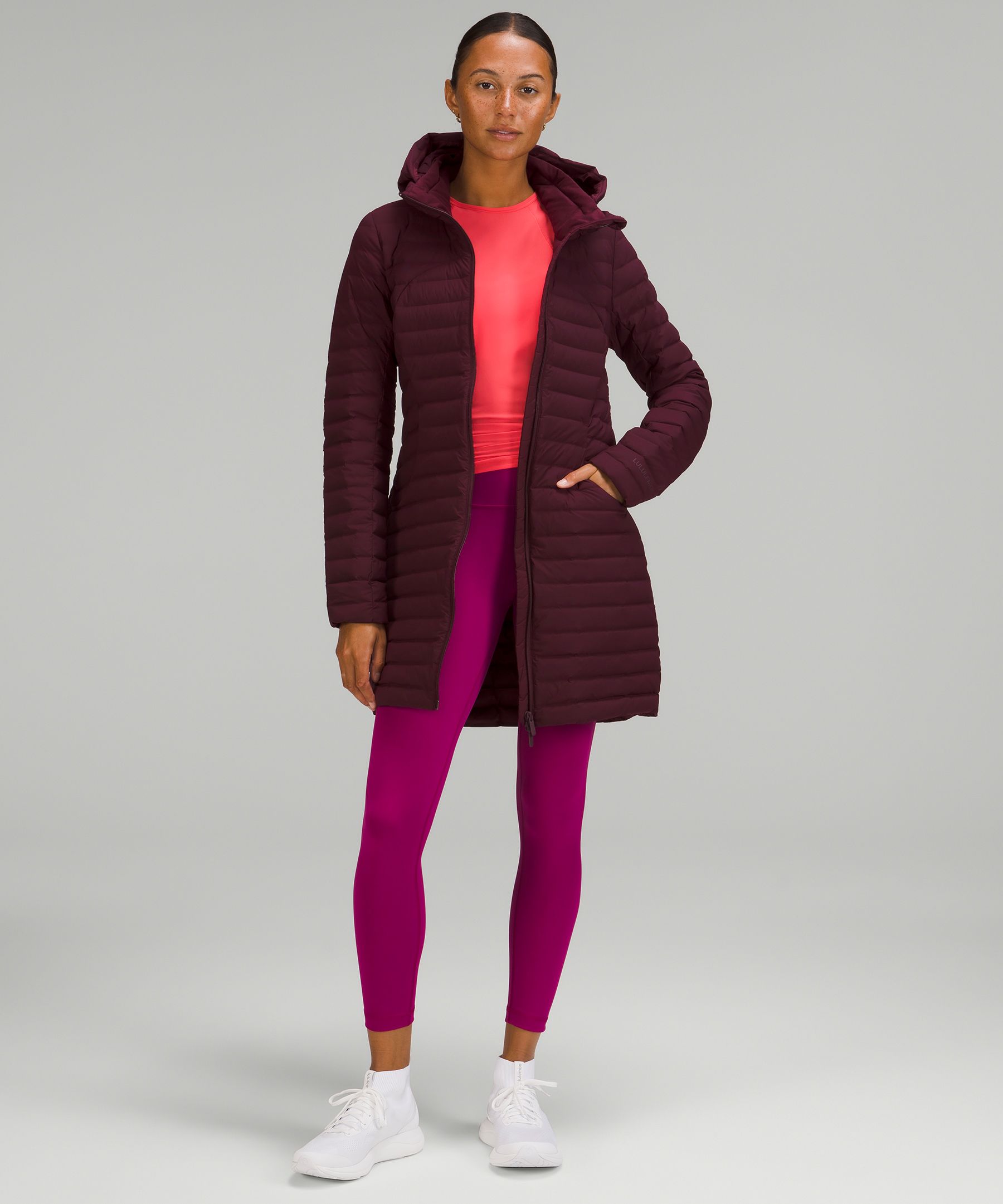 Lululemon Pack It Down Long Jacket In Red Merlot