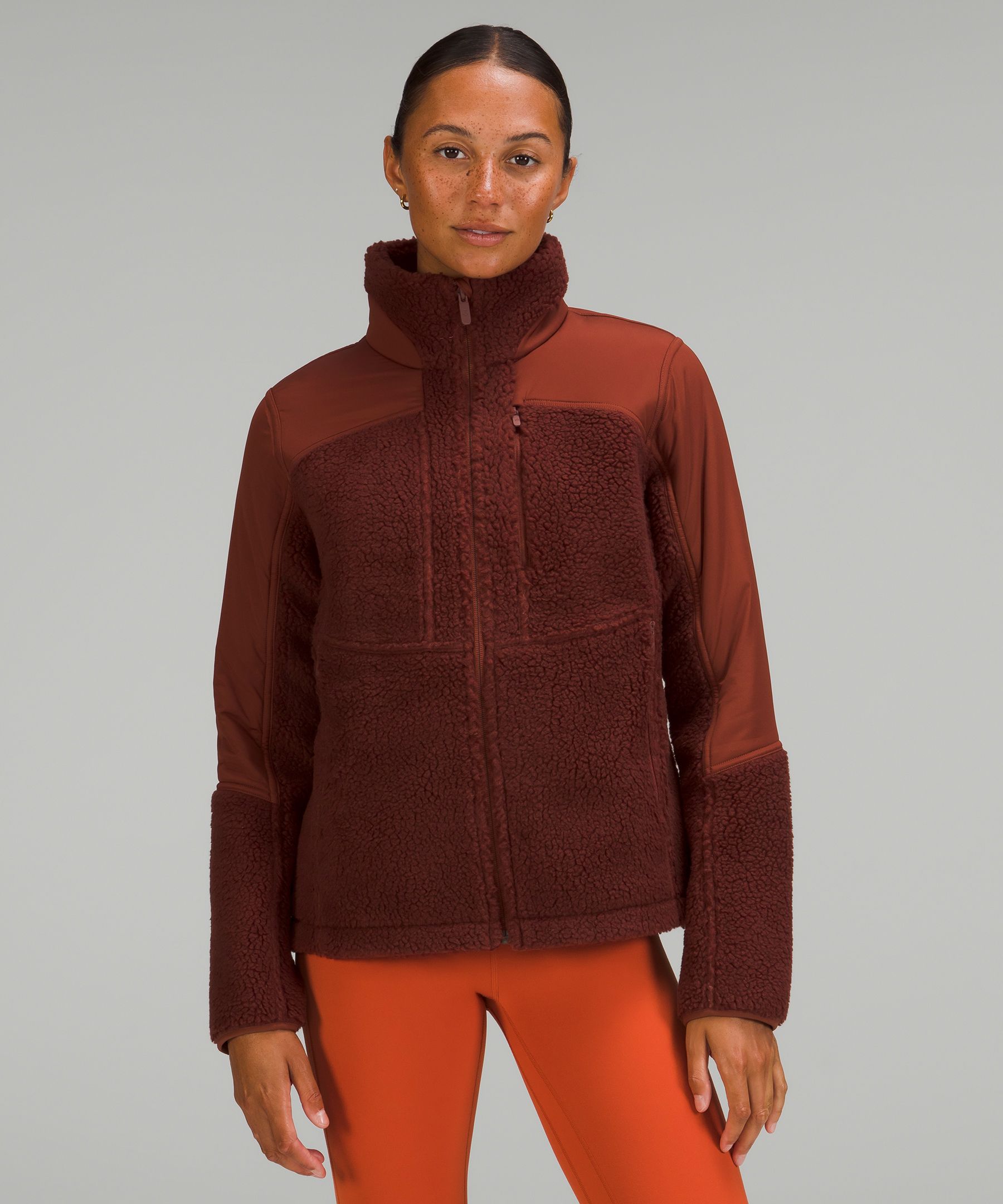 Lululemon Textured Fleece Full-zip Jacket In Date Brown