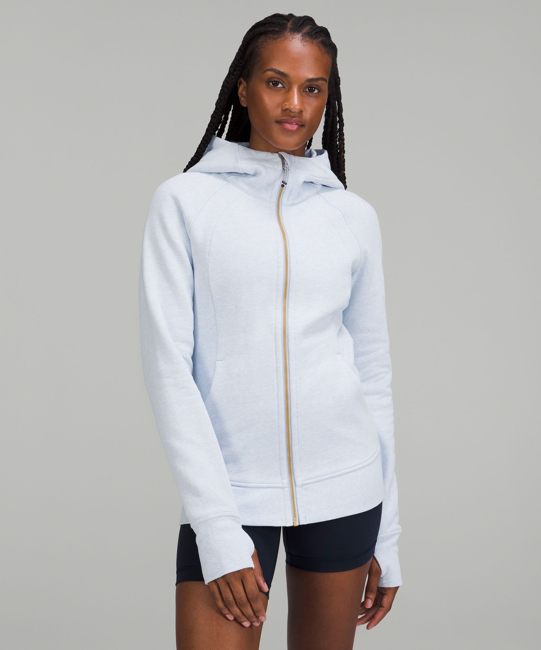 lululemon athletica, Jackets & Coats, Lululemon Athletica Scuba Hoodie 6  Grey Light Cotton Fleece Long Sleeve Jacket