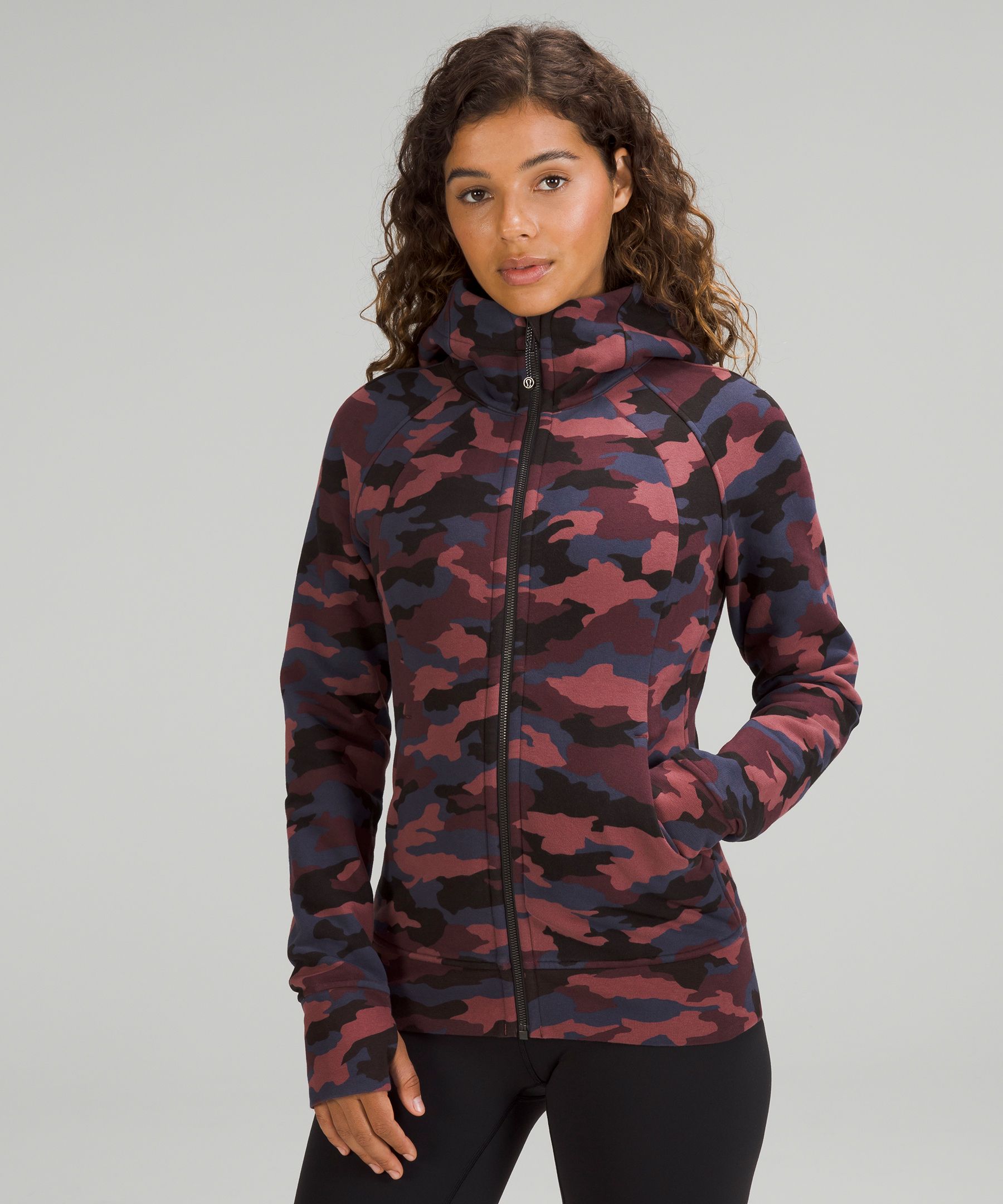 Lululemon Scuba Full-zip Hoodie In Heritage 365 Camo Smoky Red Night Sea Multi