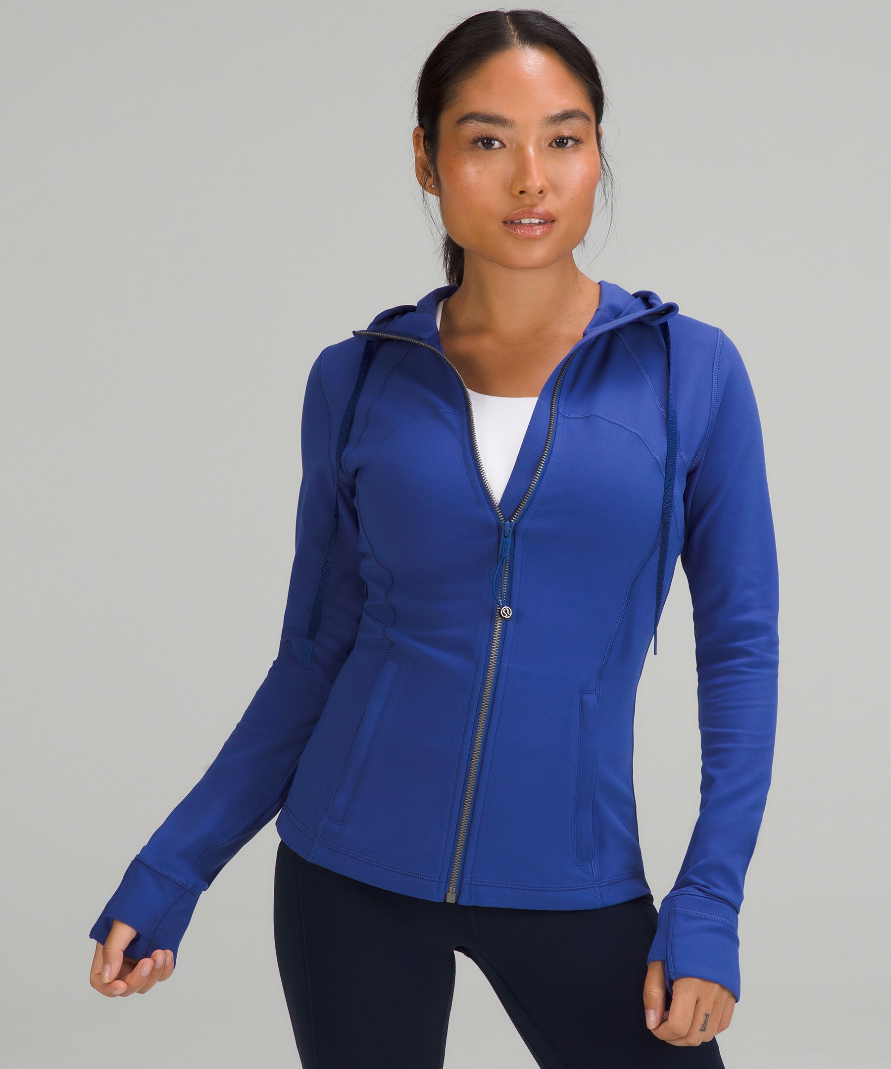 lululemon athletica, Jackets & Coats, Lululemon Nulu Mesh Hooded Cropped  Define Jacket Charged Indigo Size 4 Nwot