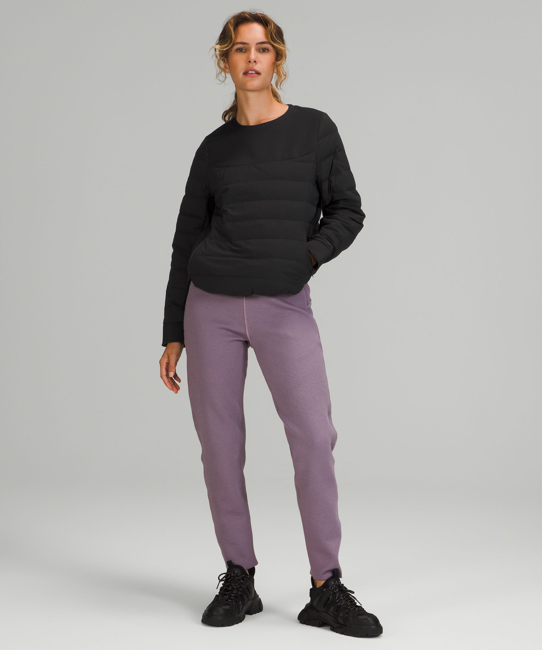 Lululemon Gathered Waist Crew Pullover - Black - lulu fanatics