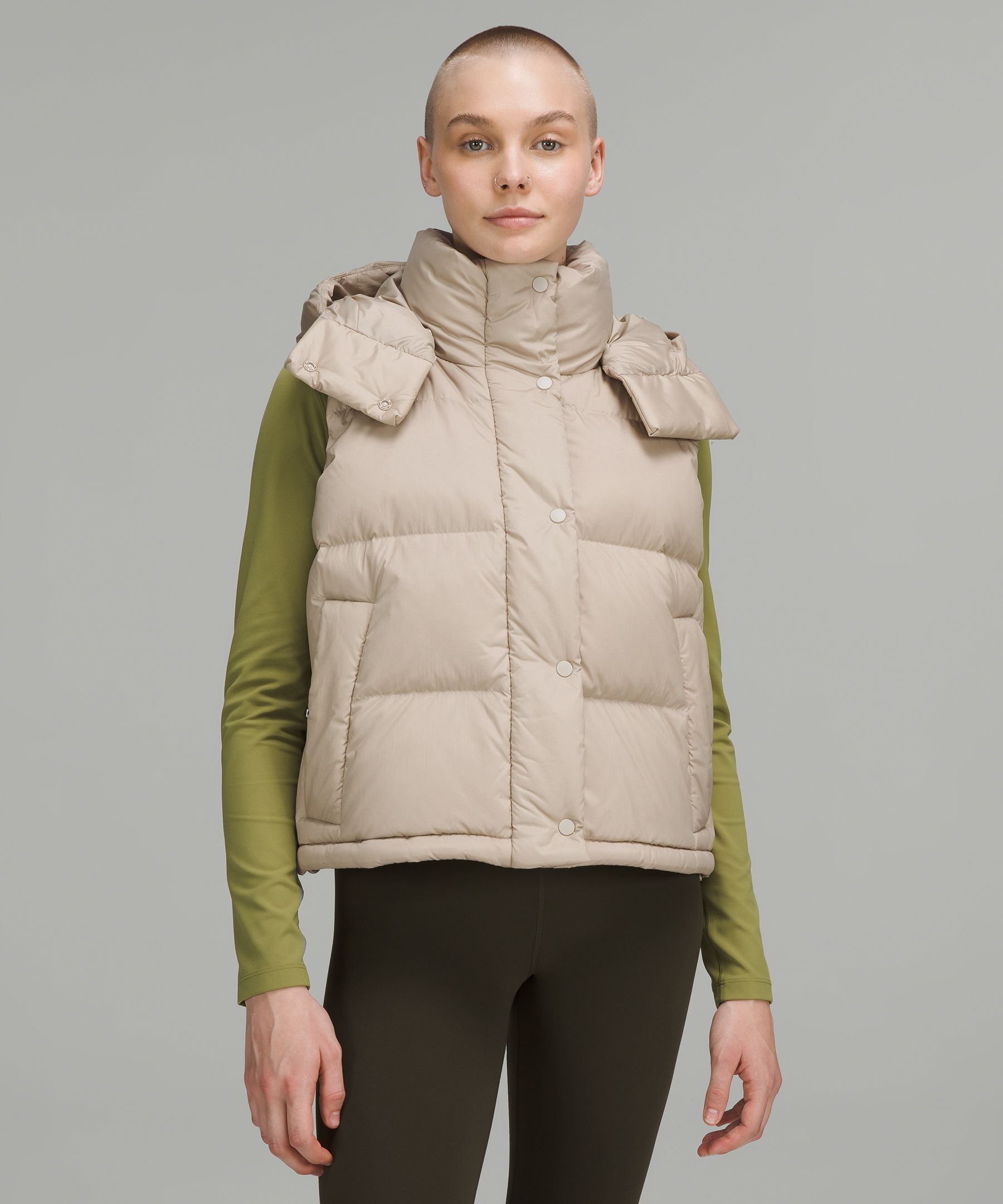 Lululemon Wunder Puff Cropped Vest In Heathered Raw Linen