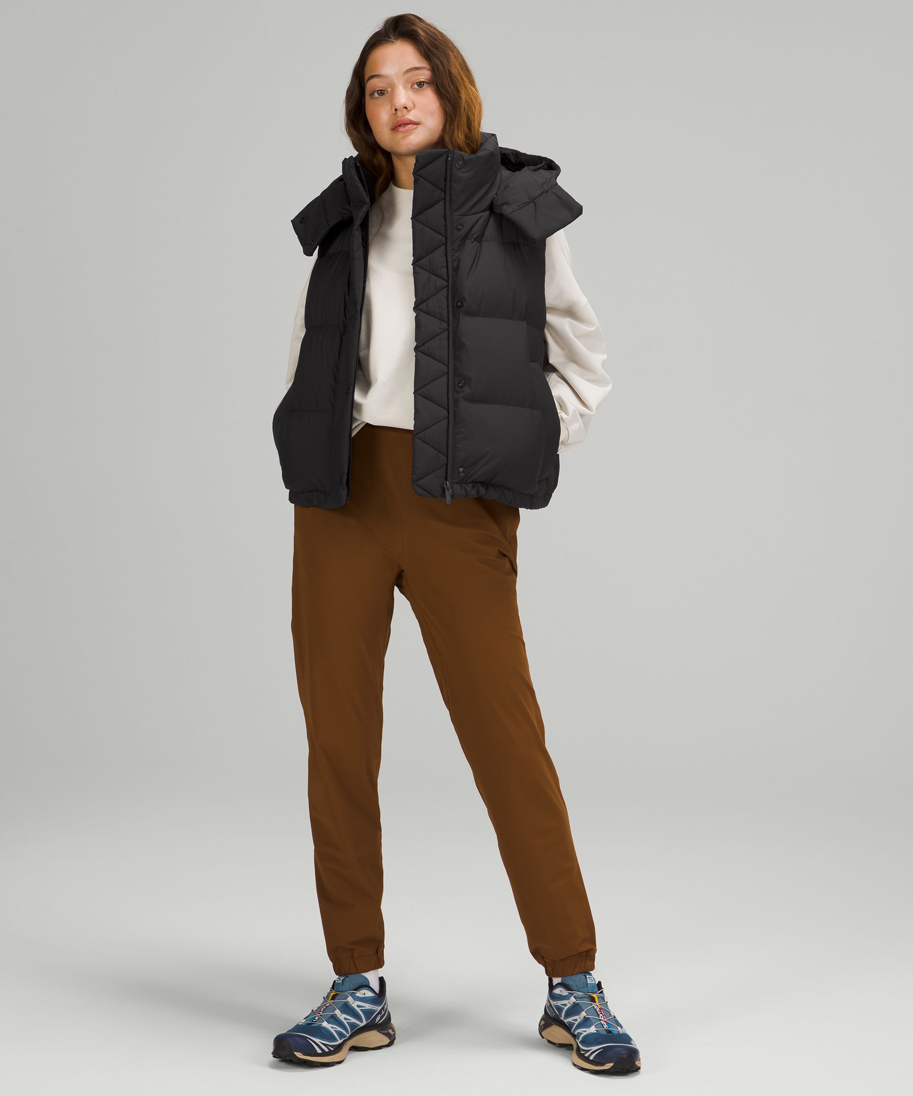 Lulu but make it streetwear. Trench Scuba 1/2 Zip (XS/S), Wunder Puff Crop  Vest (0), Dark Chrome Aligns (2) : r/lululemon