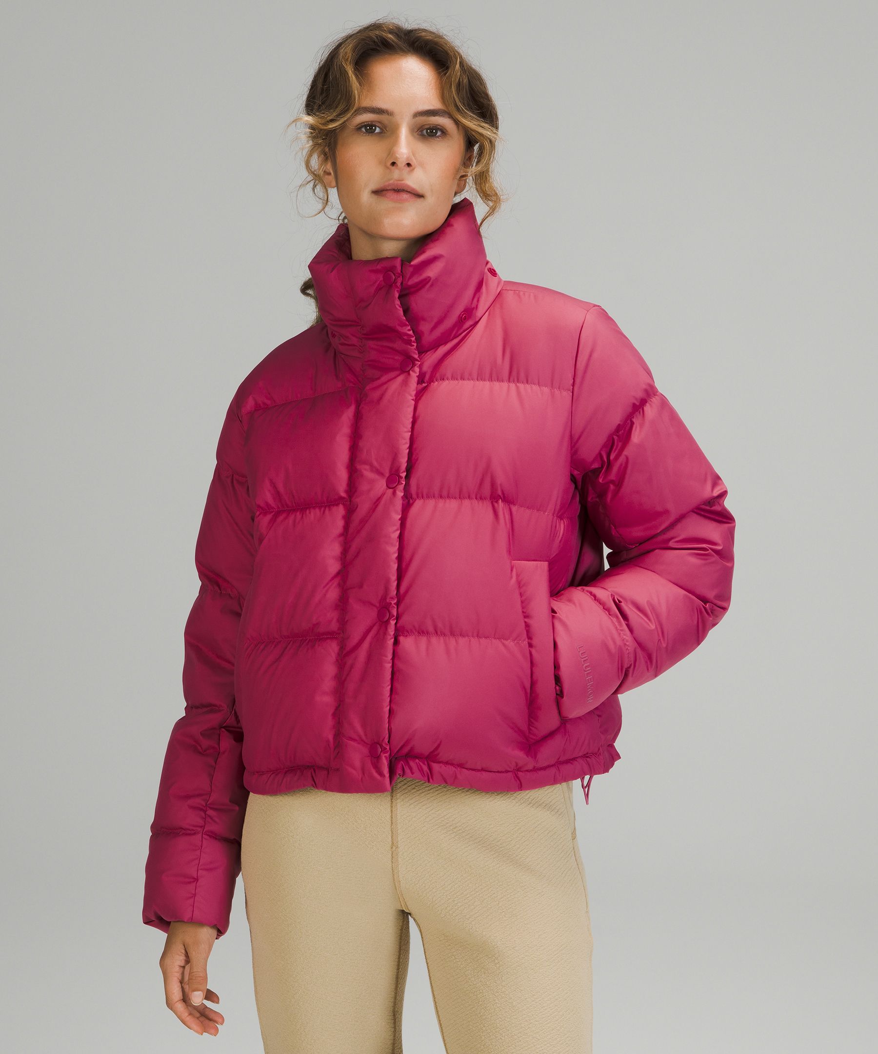 Lululemon Wunder Puff Cropped Jacket In Pink Lychee