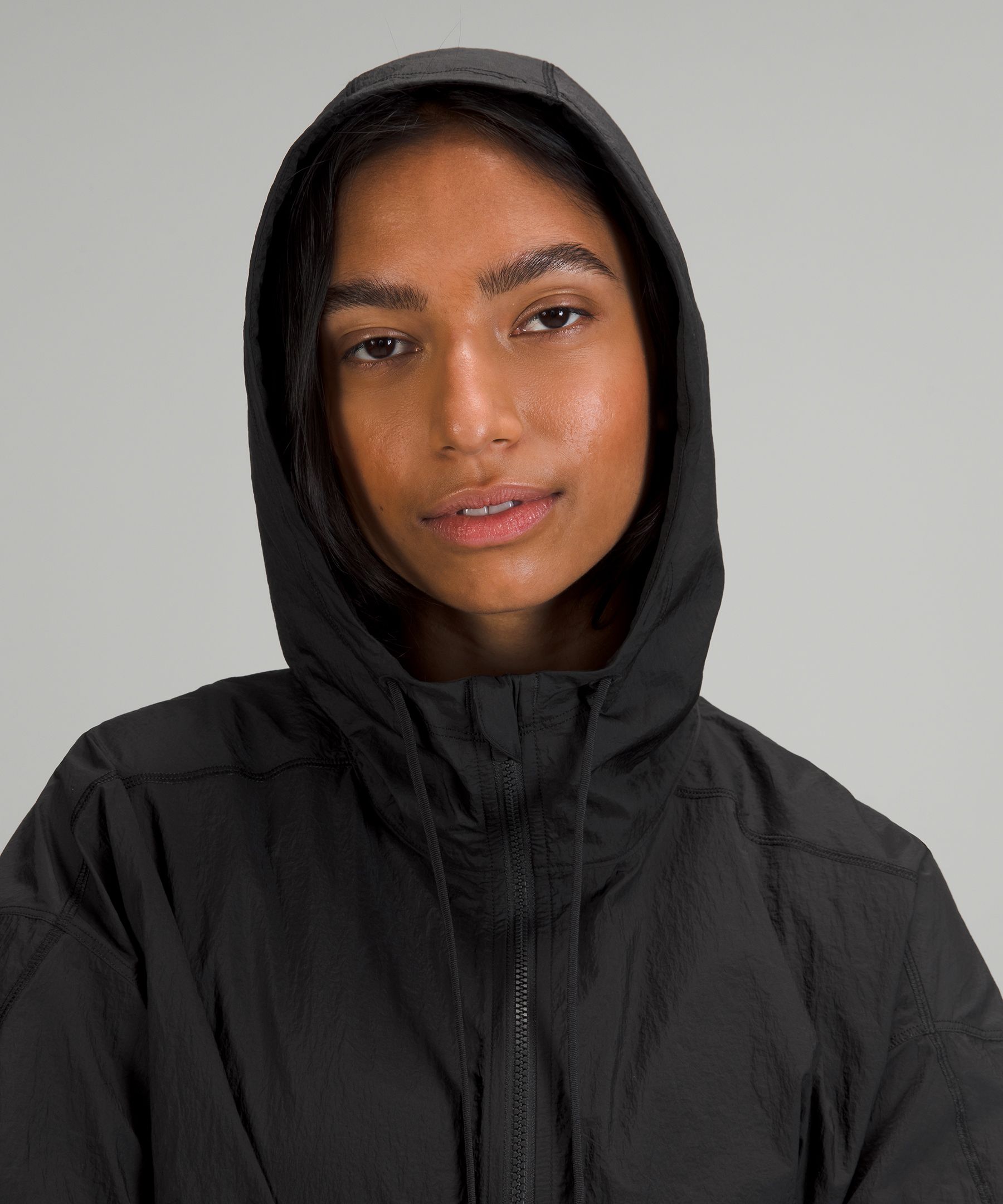 lululemon athletica, Jackets & Coats, Lululemon Solace Asymmetrical Zip  Up Ruched Sleeve Jacket Black 4