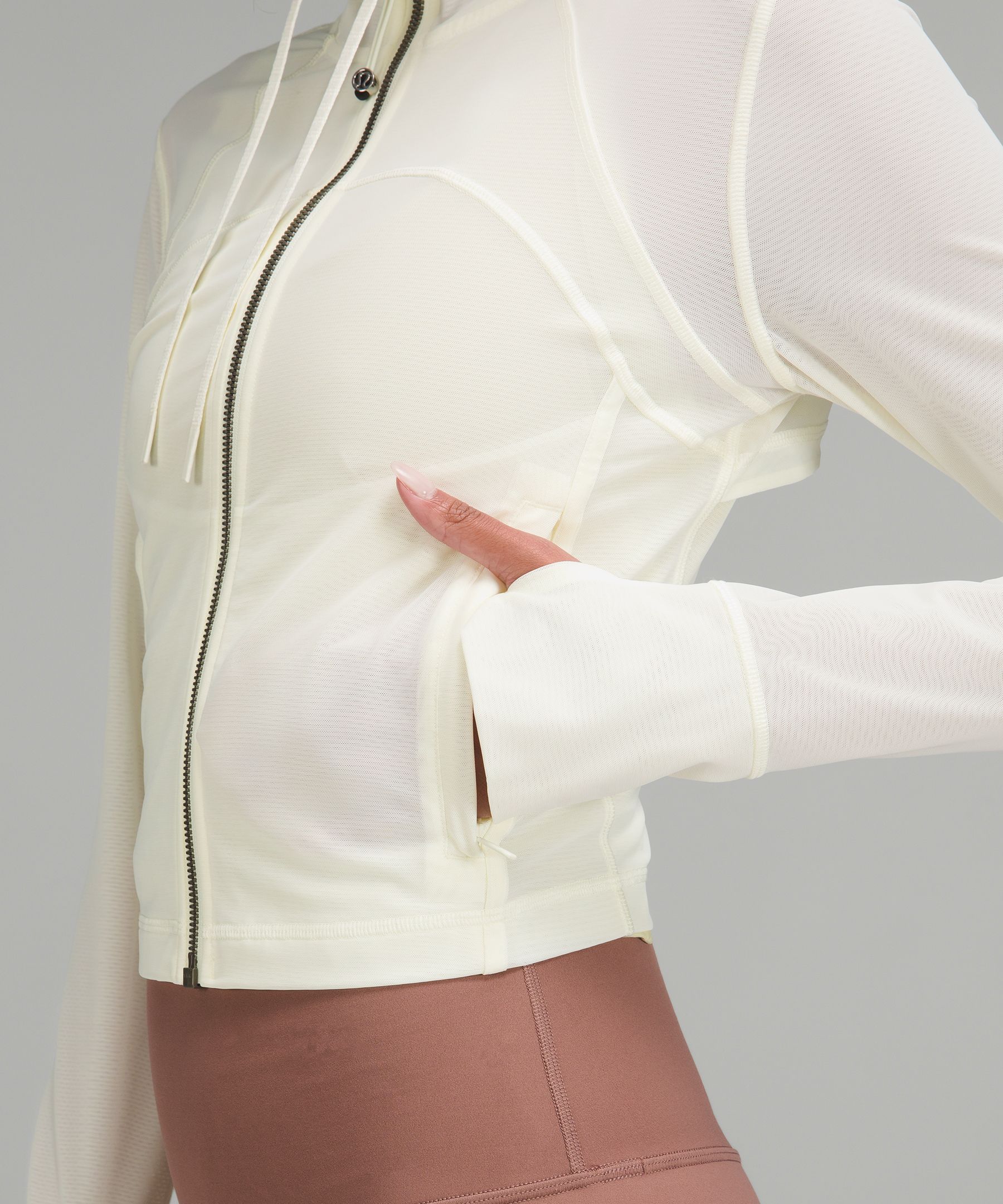 New Lululemon Mesh Hooded Cropped Define Jacket Bone Color Size 8 LW4BVZS