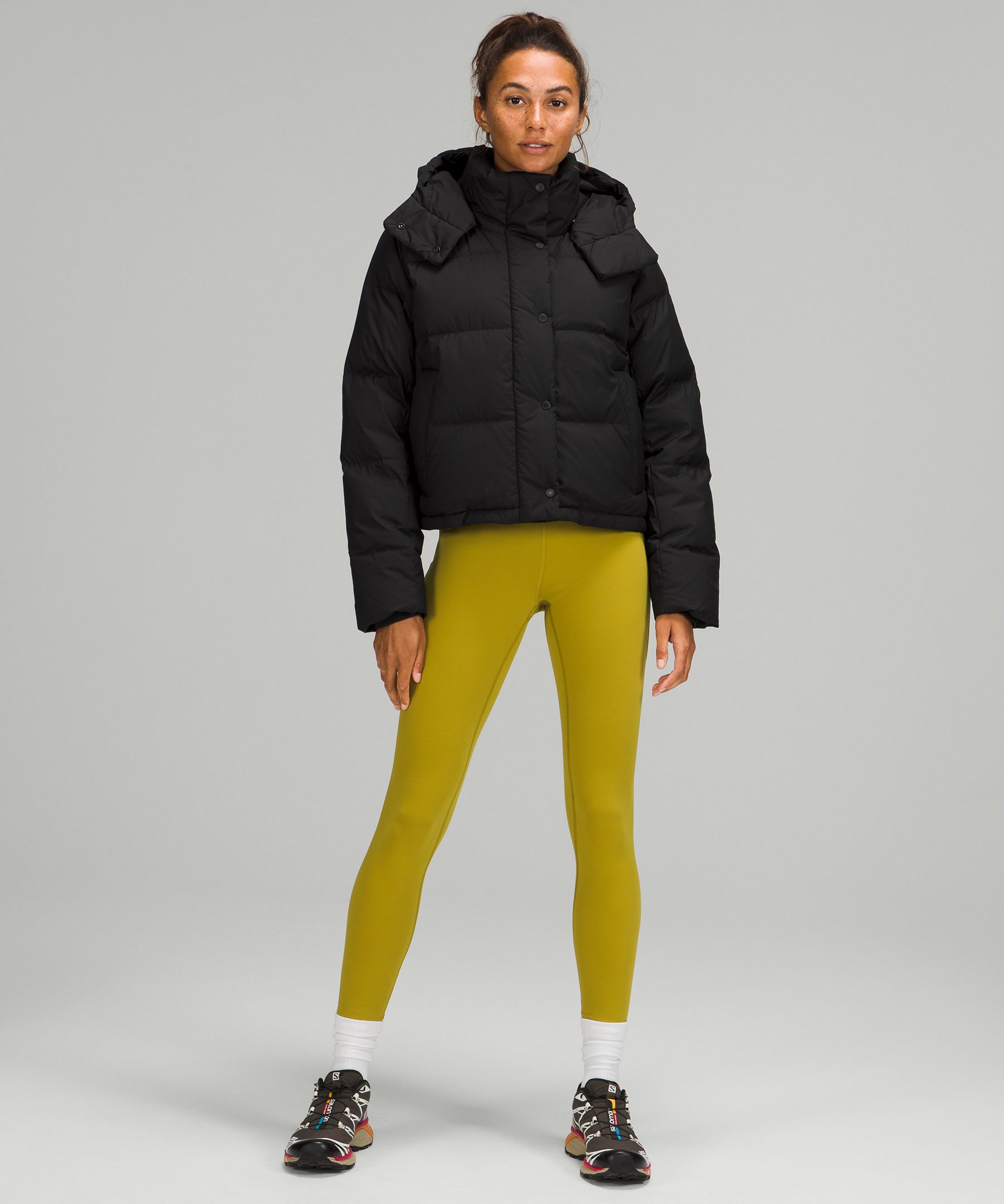 lululemon try-ons  Wunder Under Matte Black Foils + Define Jacket Cropped  *Gold - The Sweat Edit