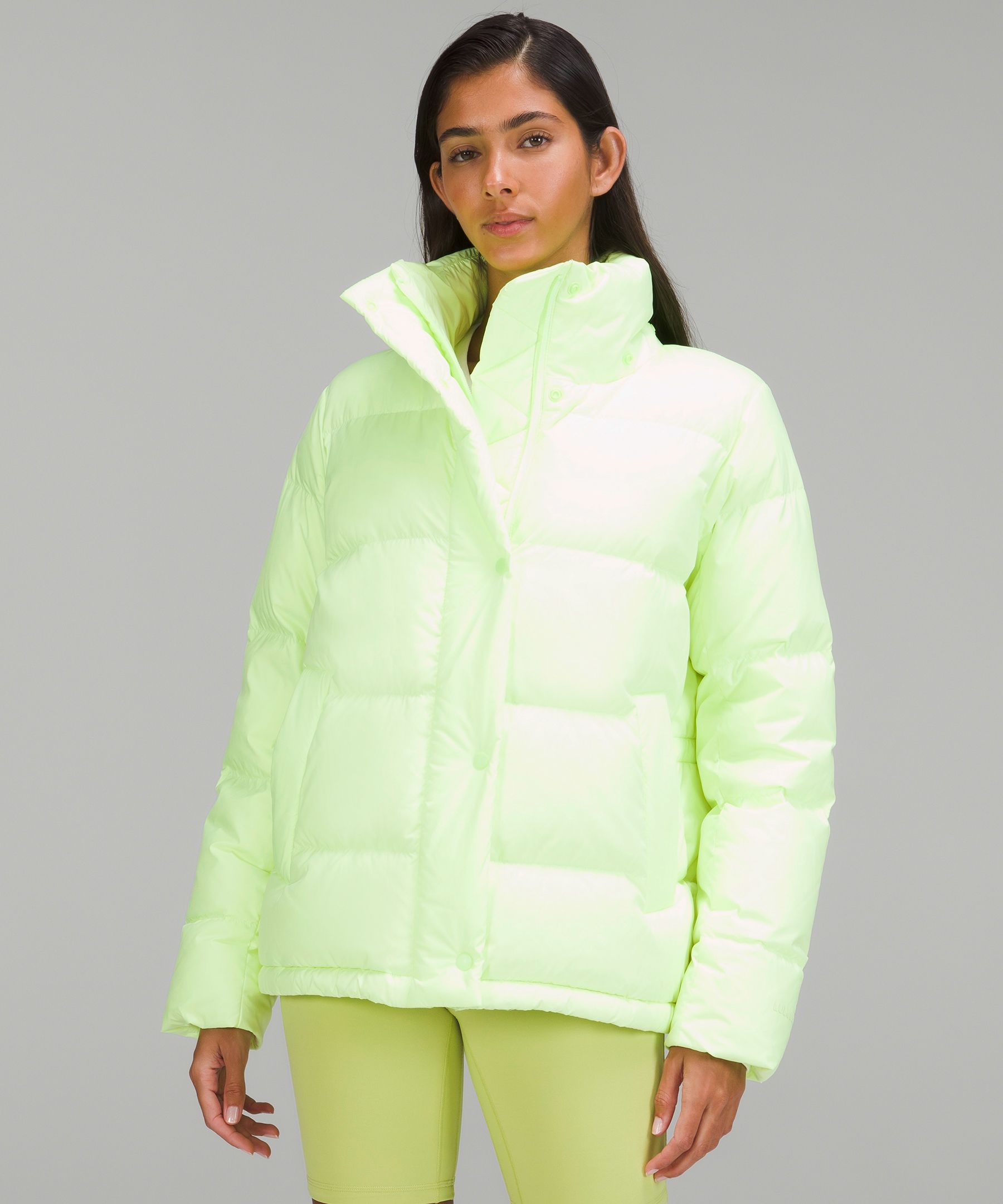 Lime green puffer jacket women's on sale