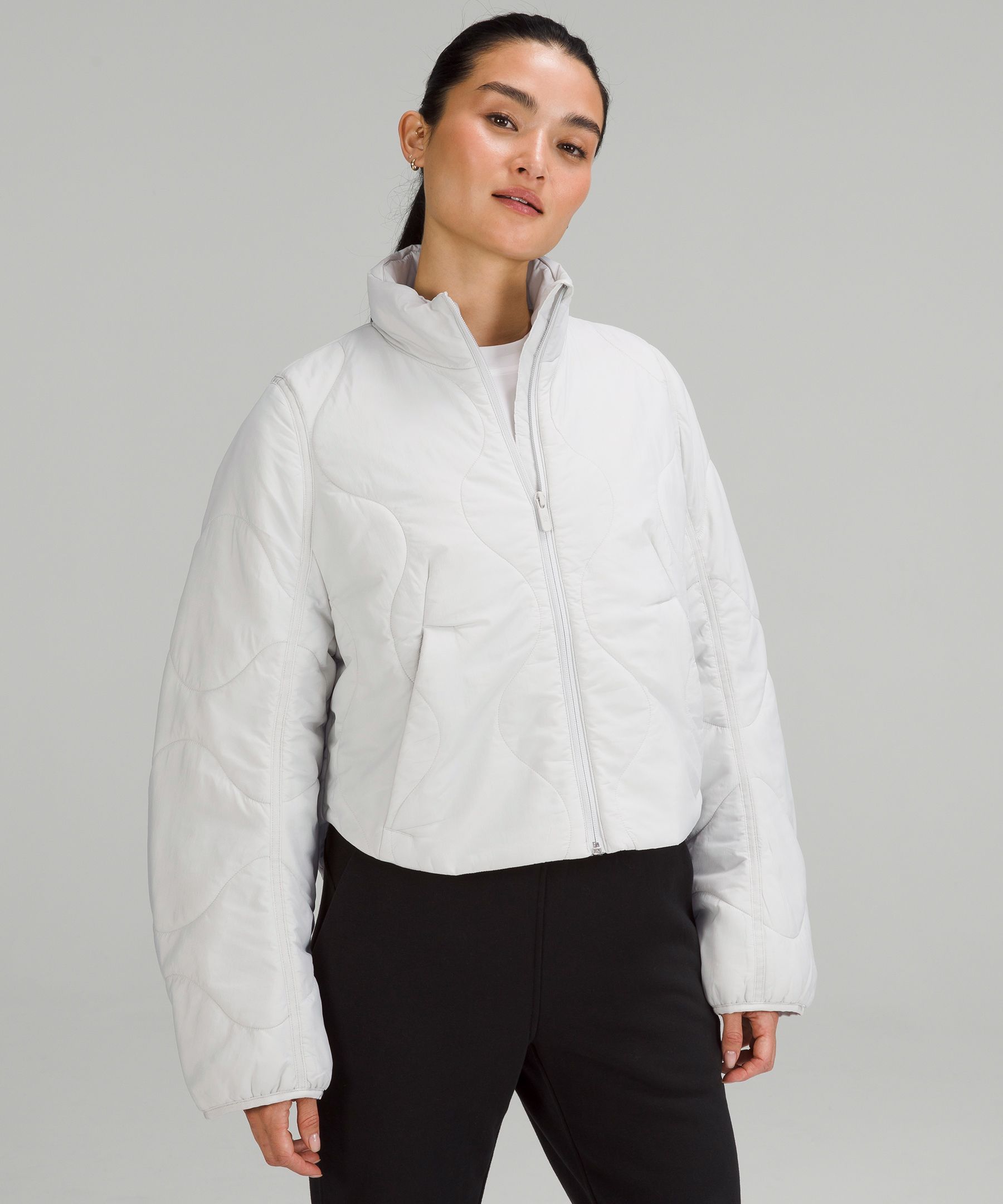 Buy the Lululemon Women's Athletica Light Gray Quilted Pullover