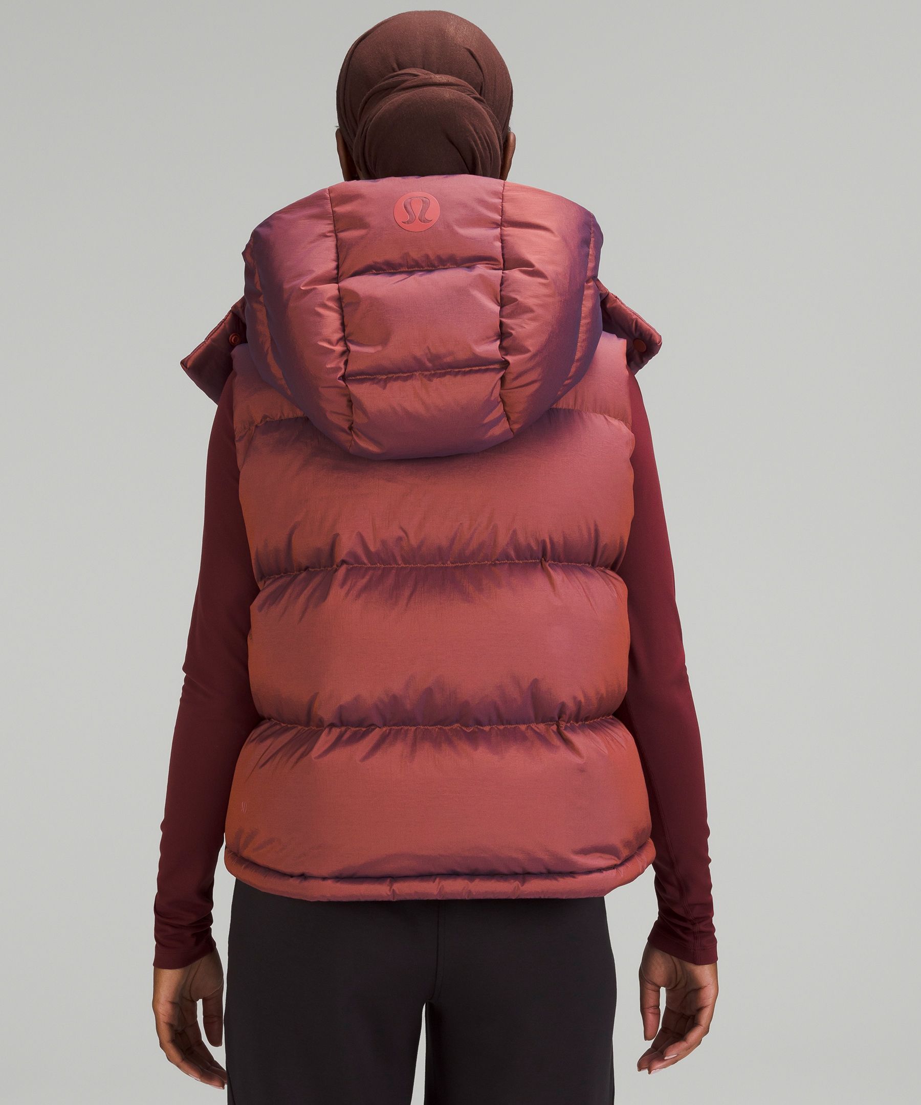 Lululemon Wunder Puff 600-down-fill Cropped Vest In Brown