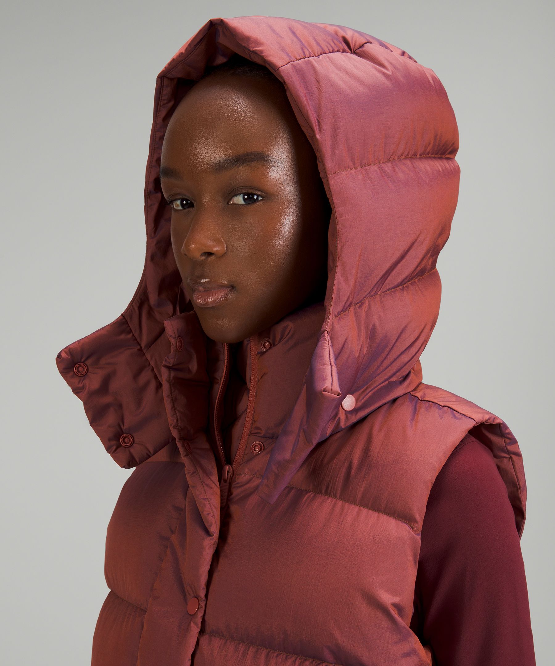 Lululemon Wunder Puff 600-down-fill Cropped Vest In Brown