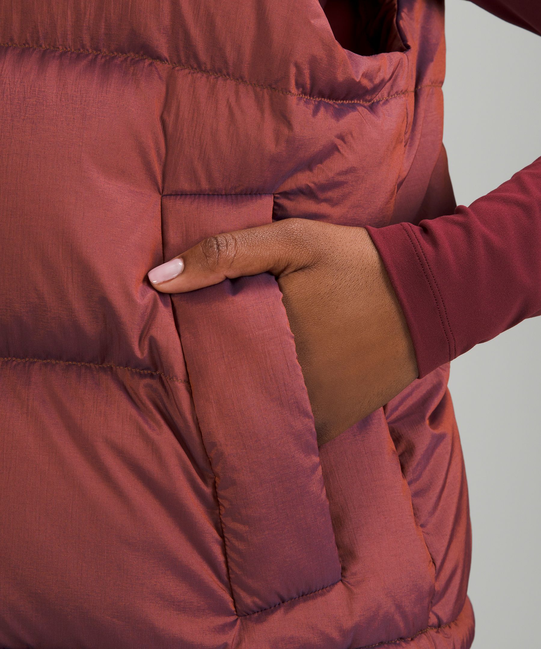 Lululemon Wunder Puff 600-down-fill Cropped Vest In Brown