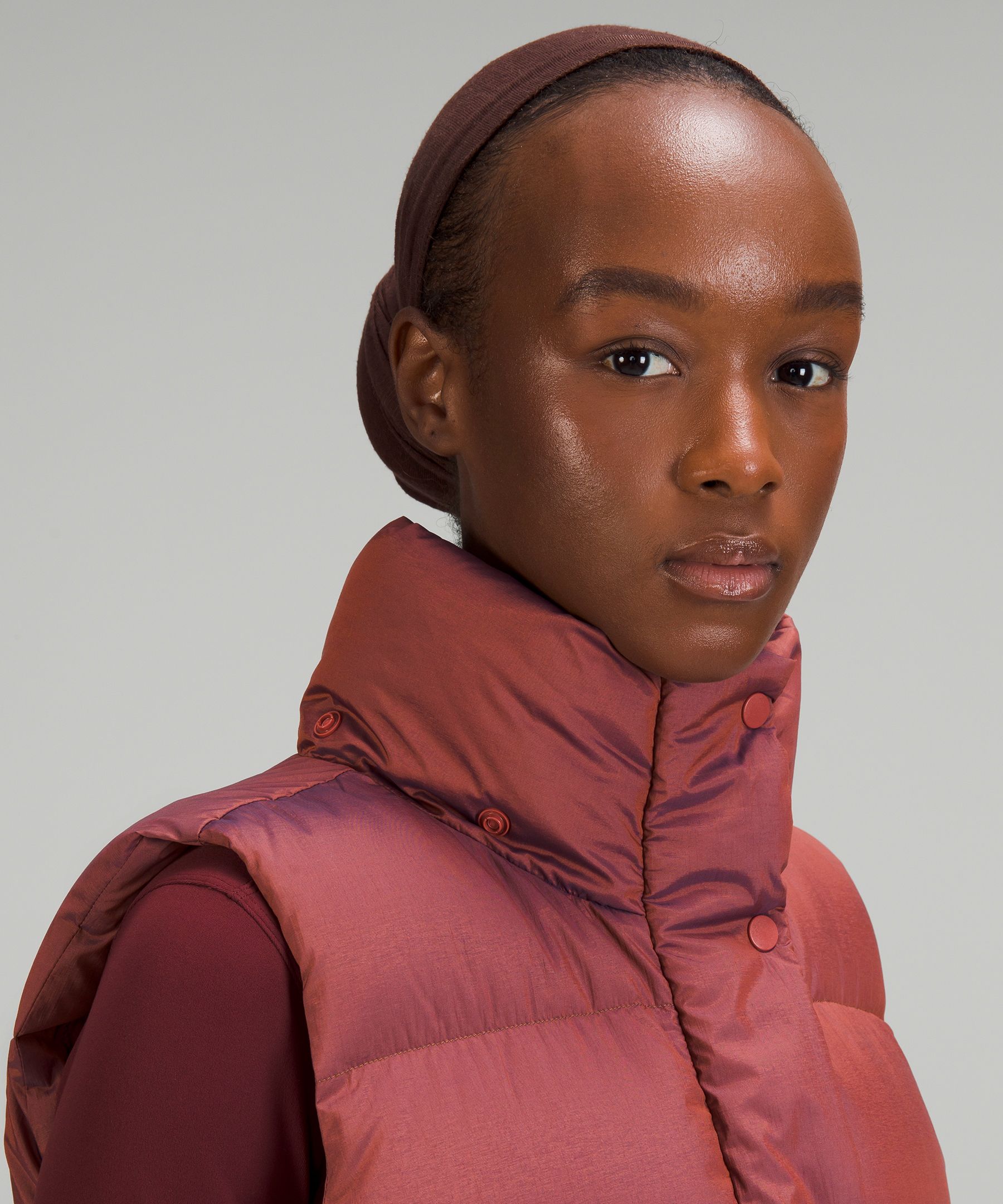 Lululemon Wunder Puff 600-down-fill Cropped Vest In Brown