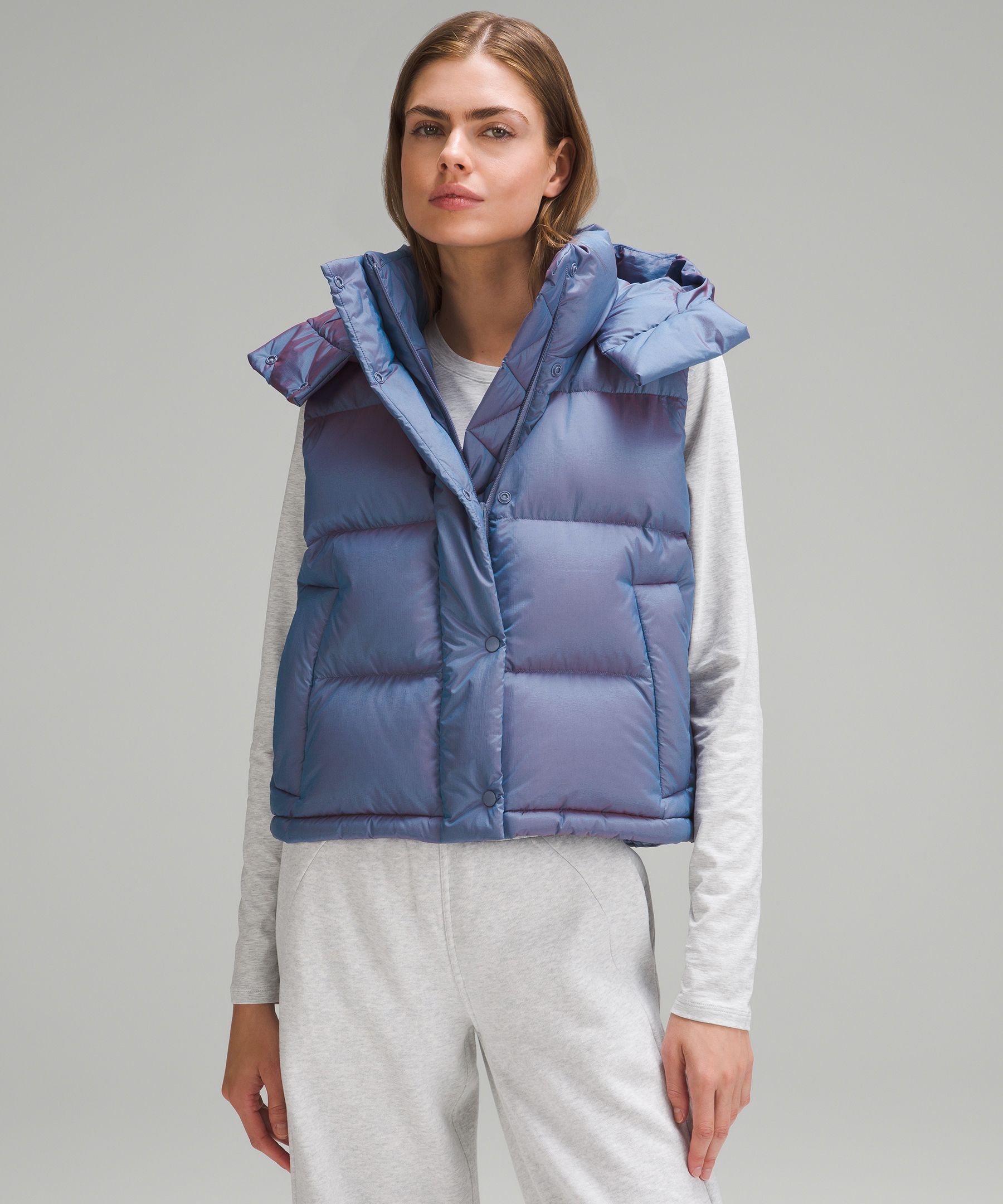 Cropped Puffer Vest (with hidden hoodie)