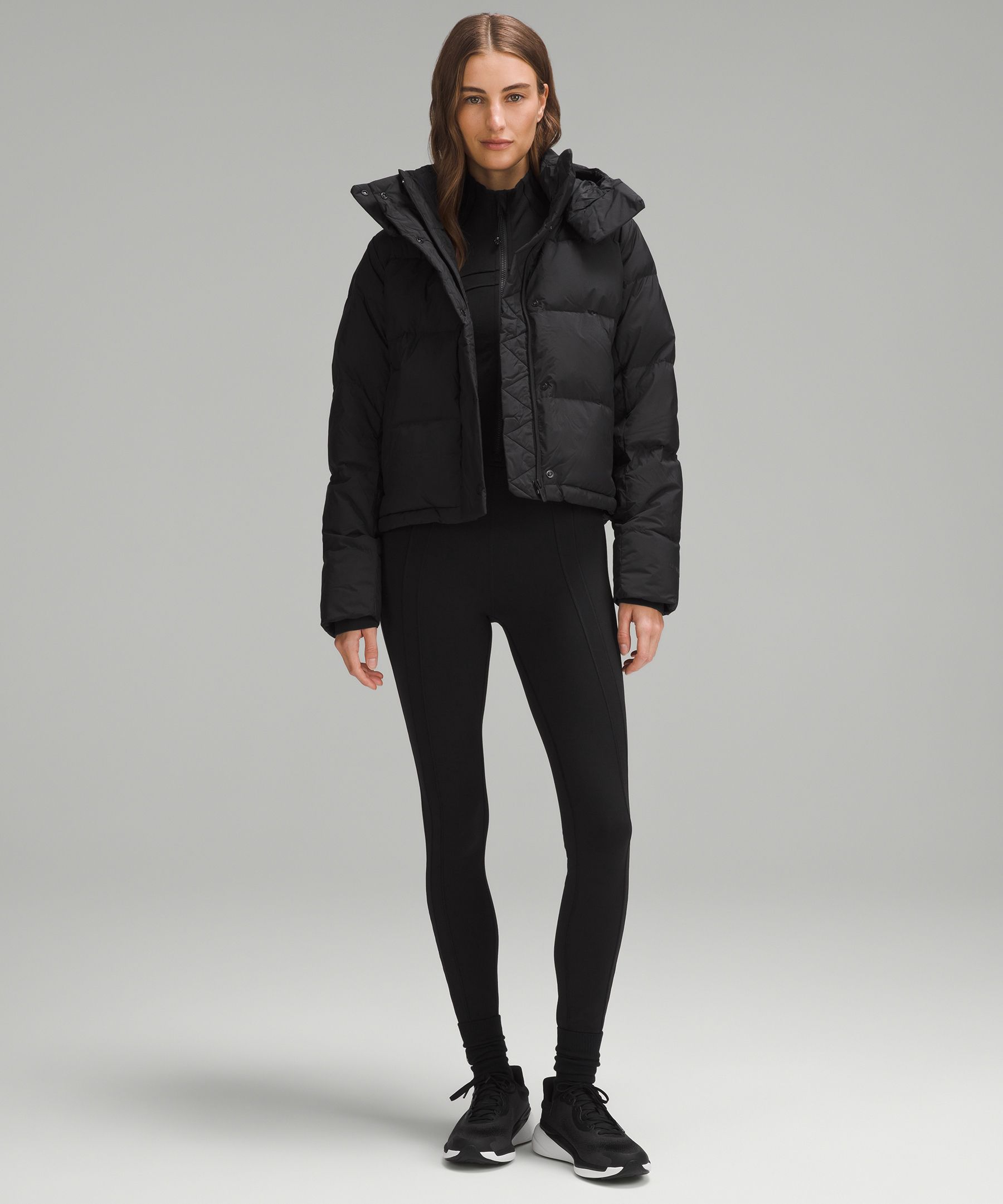 lululemon athletica, Jackets & Coats, Lululemon Womens Rejuvenate Jacket  Black Cropped Puffer Asymmetric Sweater 6