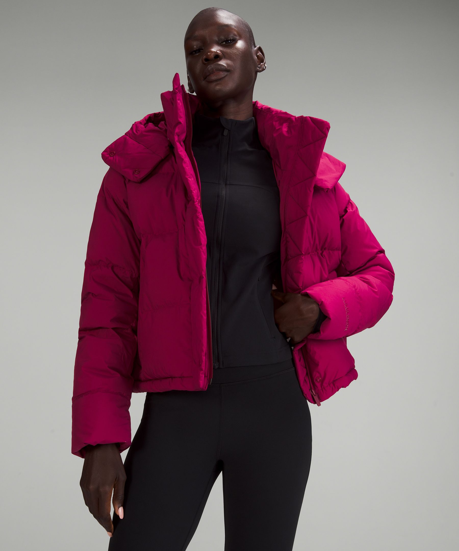 Lululemon Wunder Puff 600-down-fill Cropped Jacket In Pink