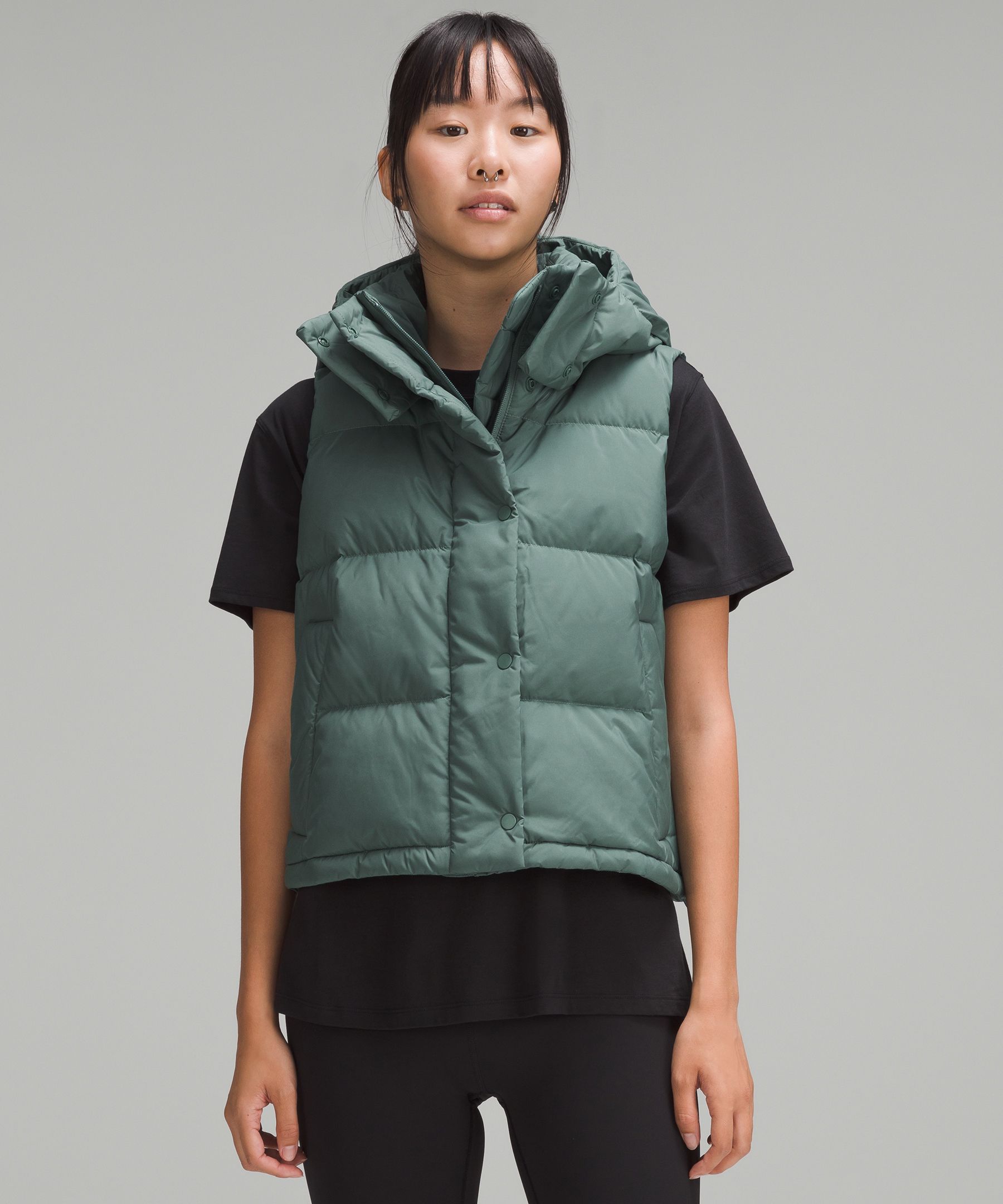 Cropped Puffer Vest (with hidden hoodie)