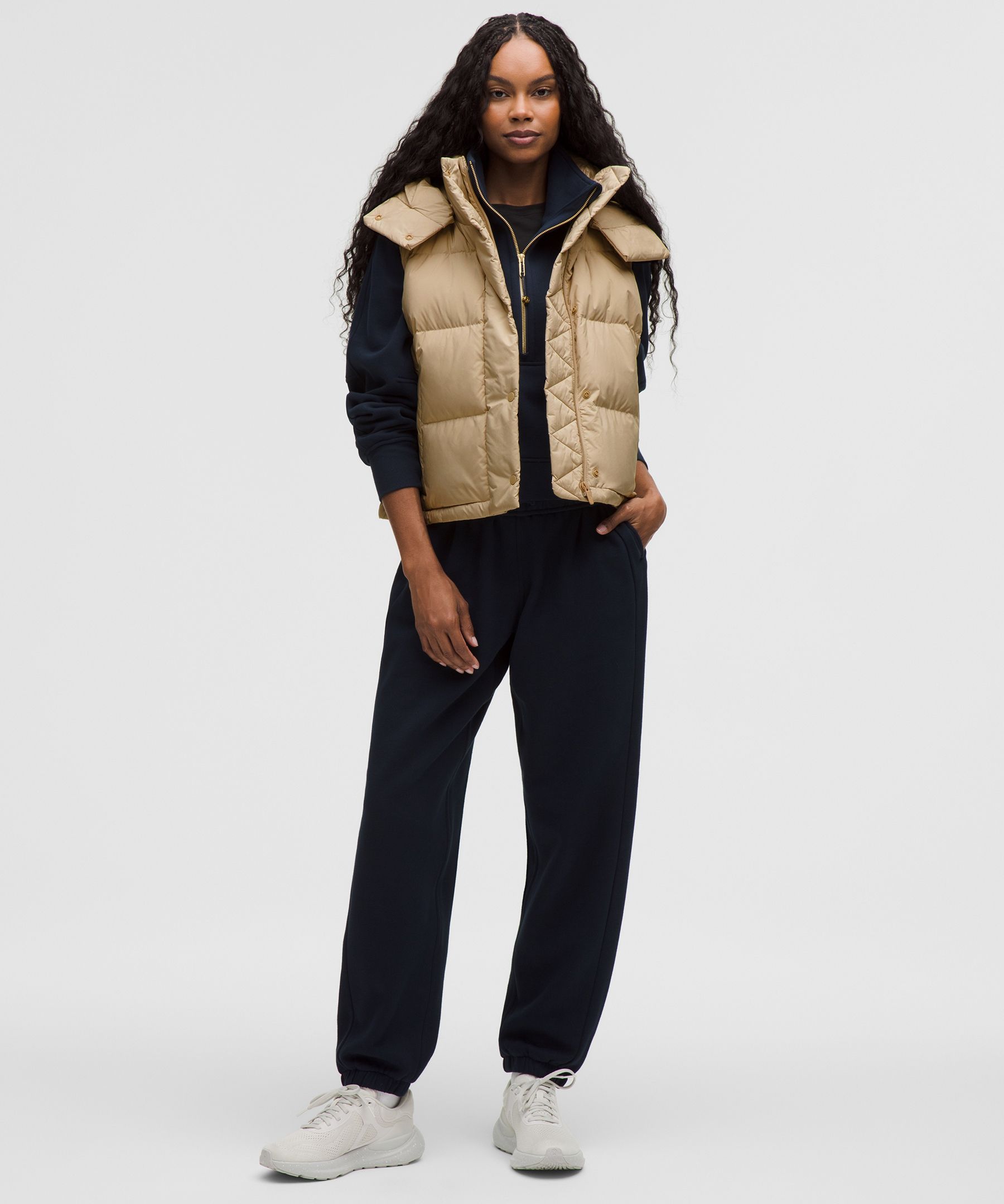 Lulu but make it streetwear. Trench Scuba 1/2 Zip (XS/S), Wunder Puff Crop  Vest (0), Dark Chrome Aligns (2) : r/lululemon